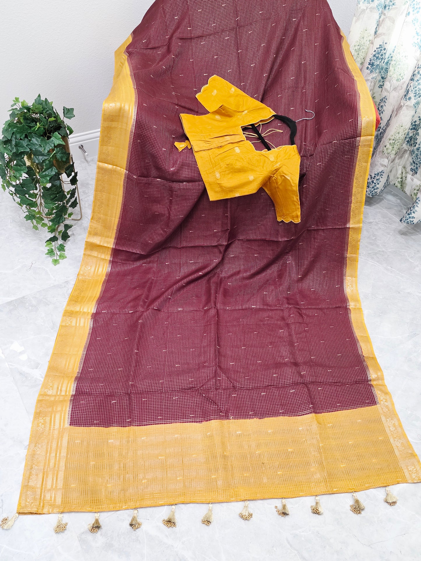 Royal Plum Wine Russian Dola Crepe Silk Saree with Ready Blouse