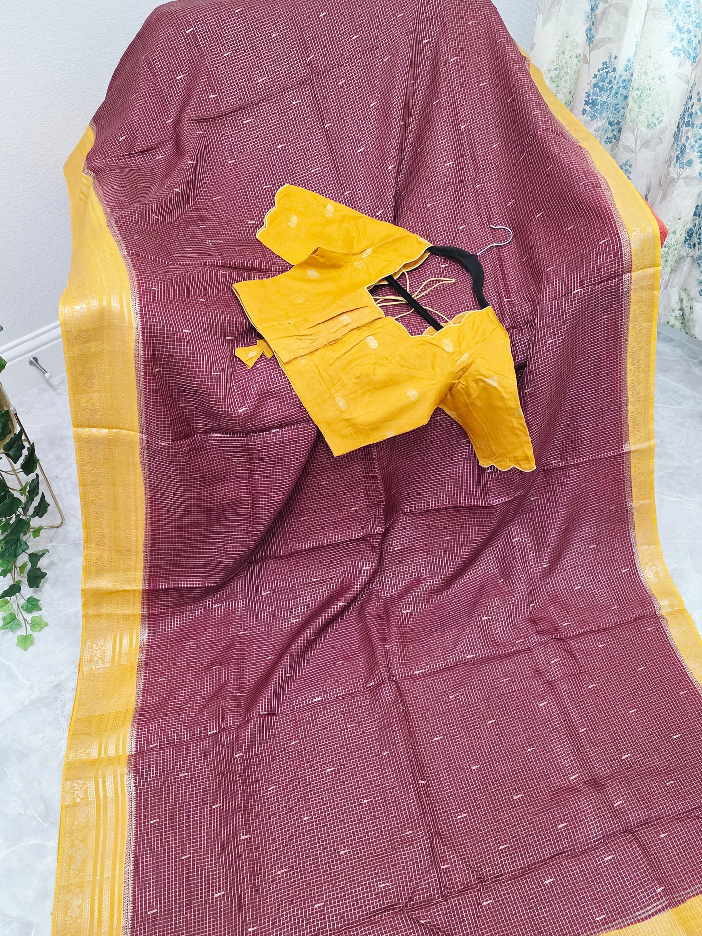 Royal Plum Wine Russian Dola Crepe Silk Saree with Ready Blouse