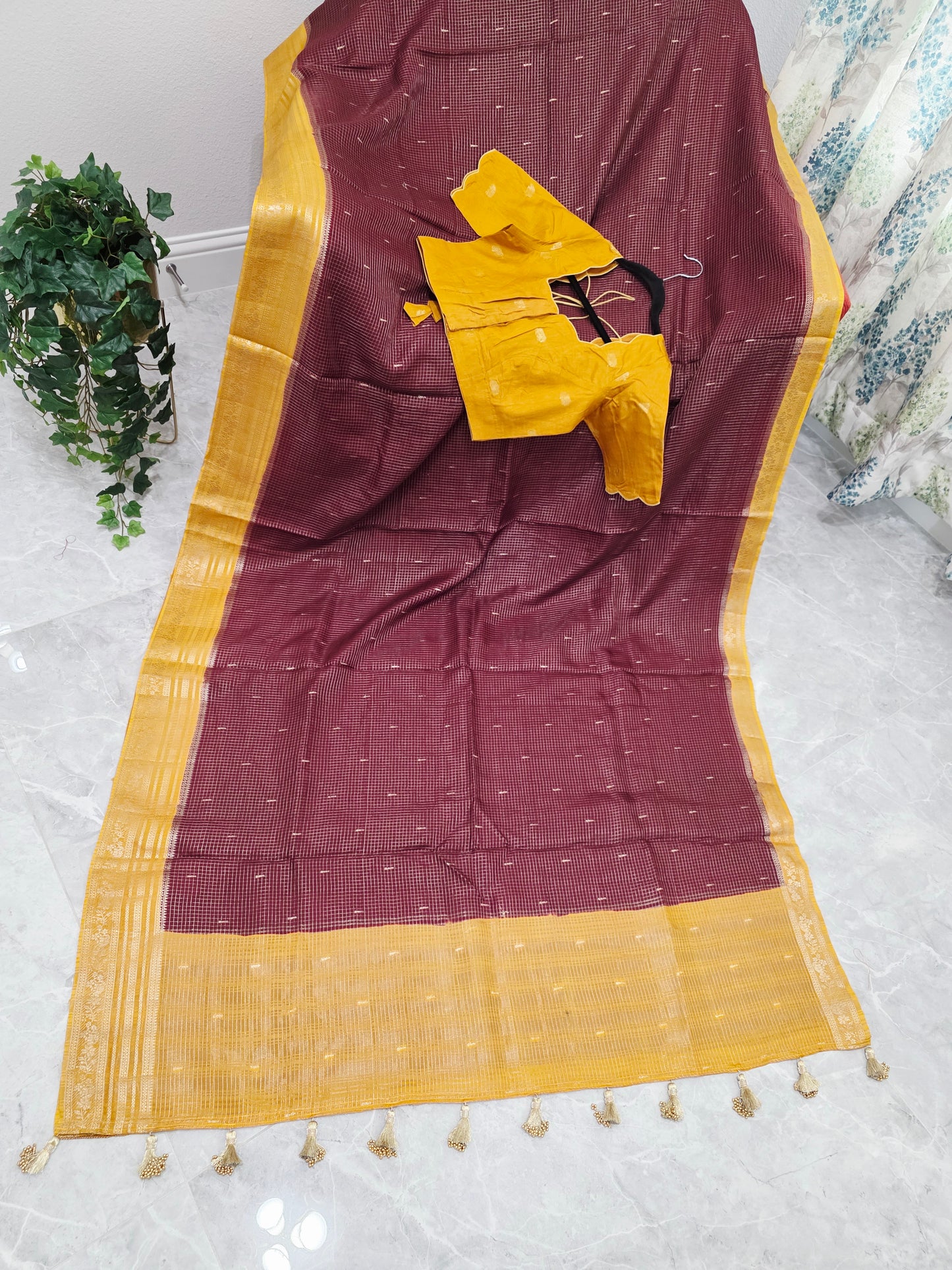 Royal Plum Wine Russian Dola Crepe Silk Saree with Ready Blouse