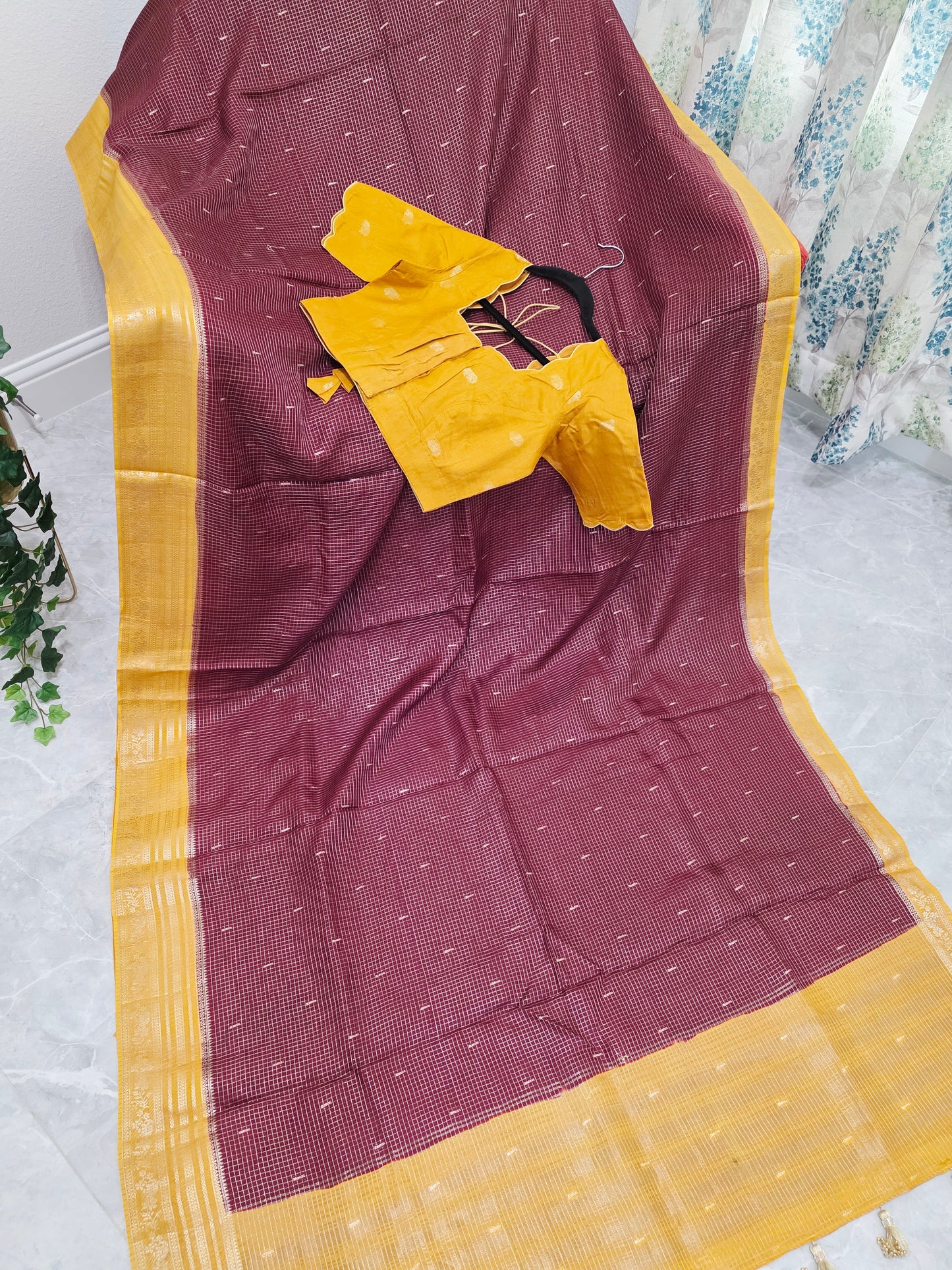 Royal Plum Wine Russian Dola Crepe Silk Saree with Ready Blouse