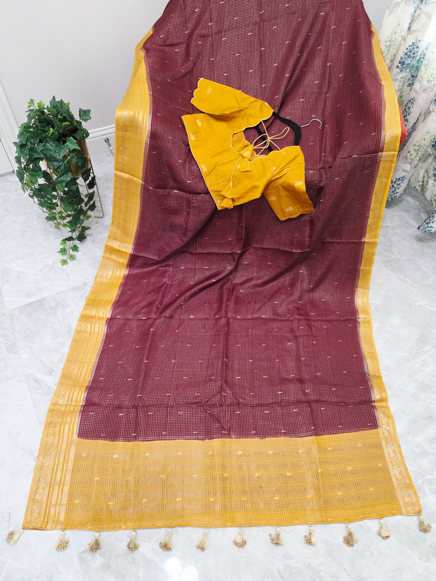 Royal Plum Wine Russian Dola Crepe Silk Saree with Ready Blouse