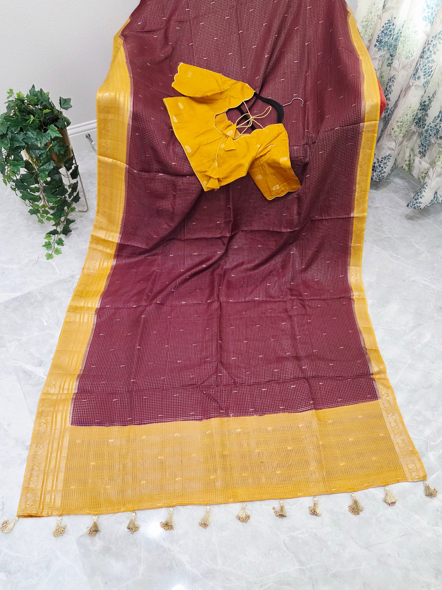 Royal Plum Wine Russian Dola Crepe Silk Saree with Ready Blouse