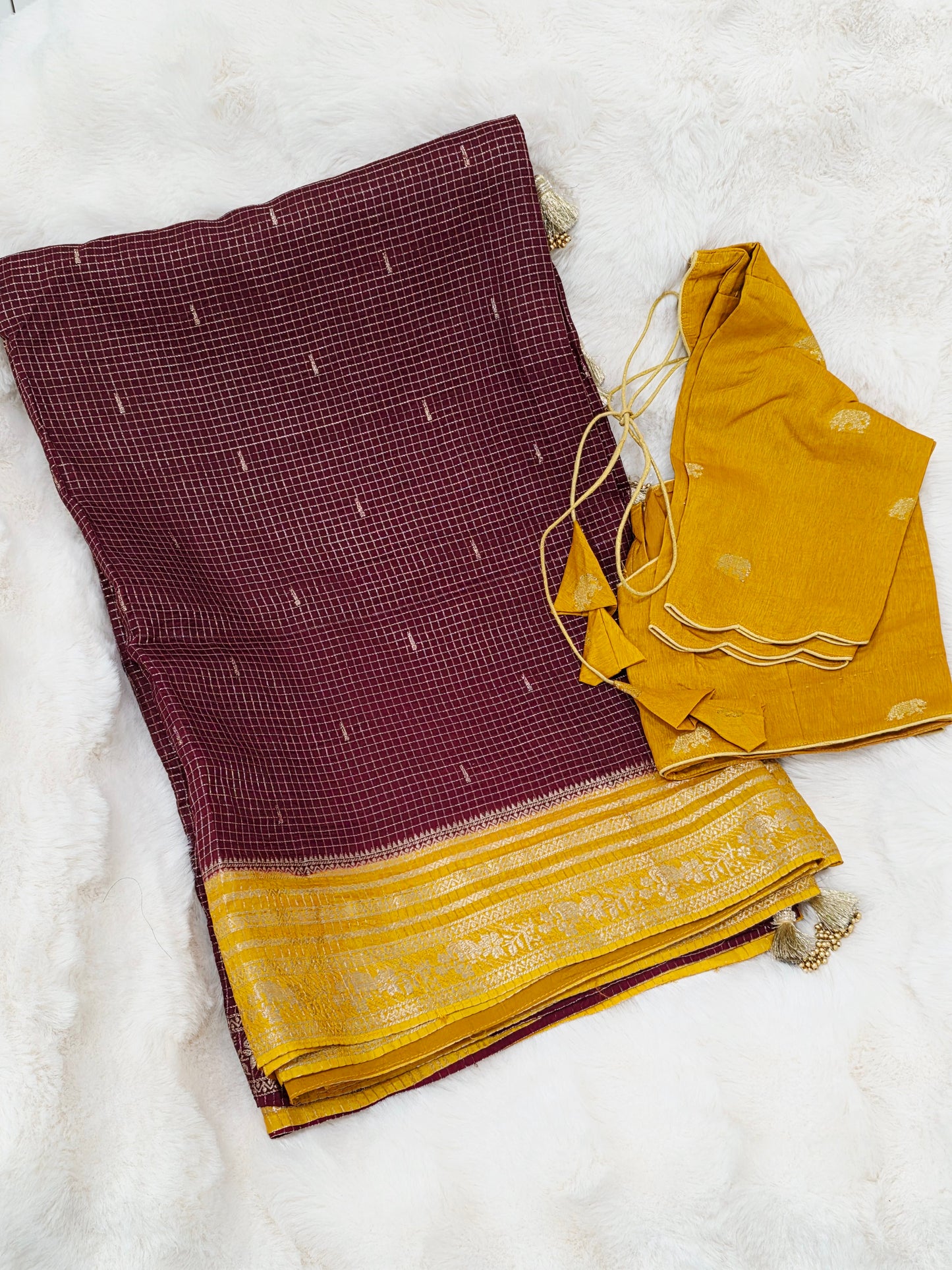 Royal Plum Wine Russian Dola Crepe Silk Saree with Ready Blouse
