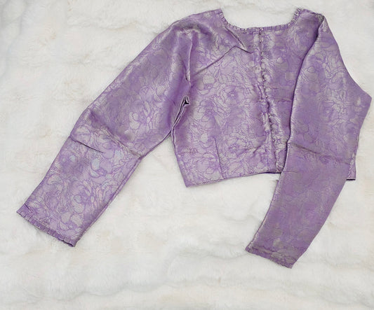 Royal Lavender Benarasi Brocade Full Sleeves Designer Stitched Blouse