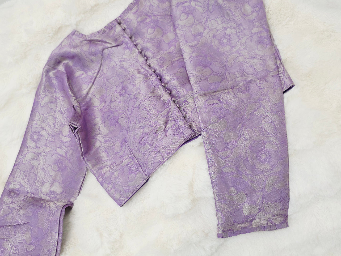 Royal Lavender Benarasi Brocade Full Sleeves Designer Stitched Blouse