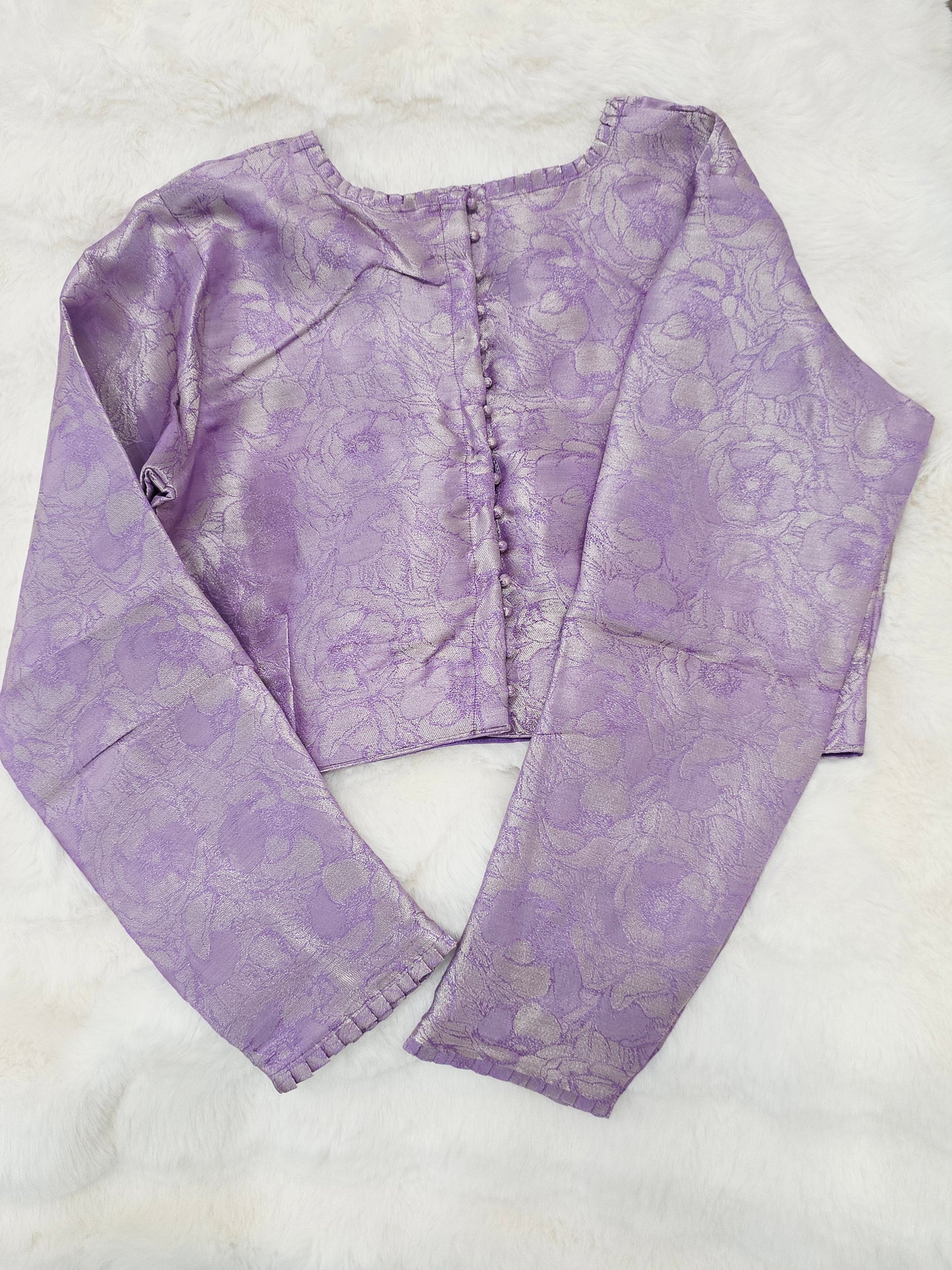 Royal Lavender Benarasi Brocade Full Sleeves Designer Stitched Blouse