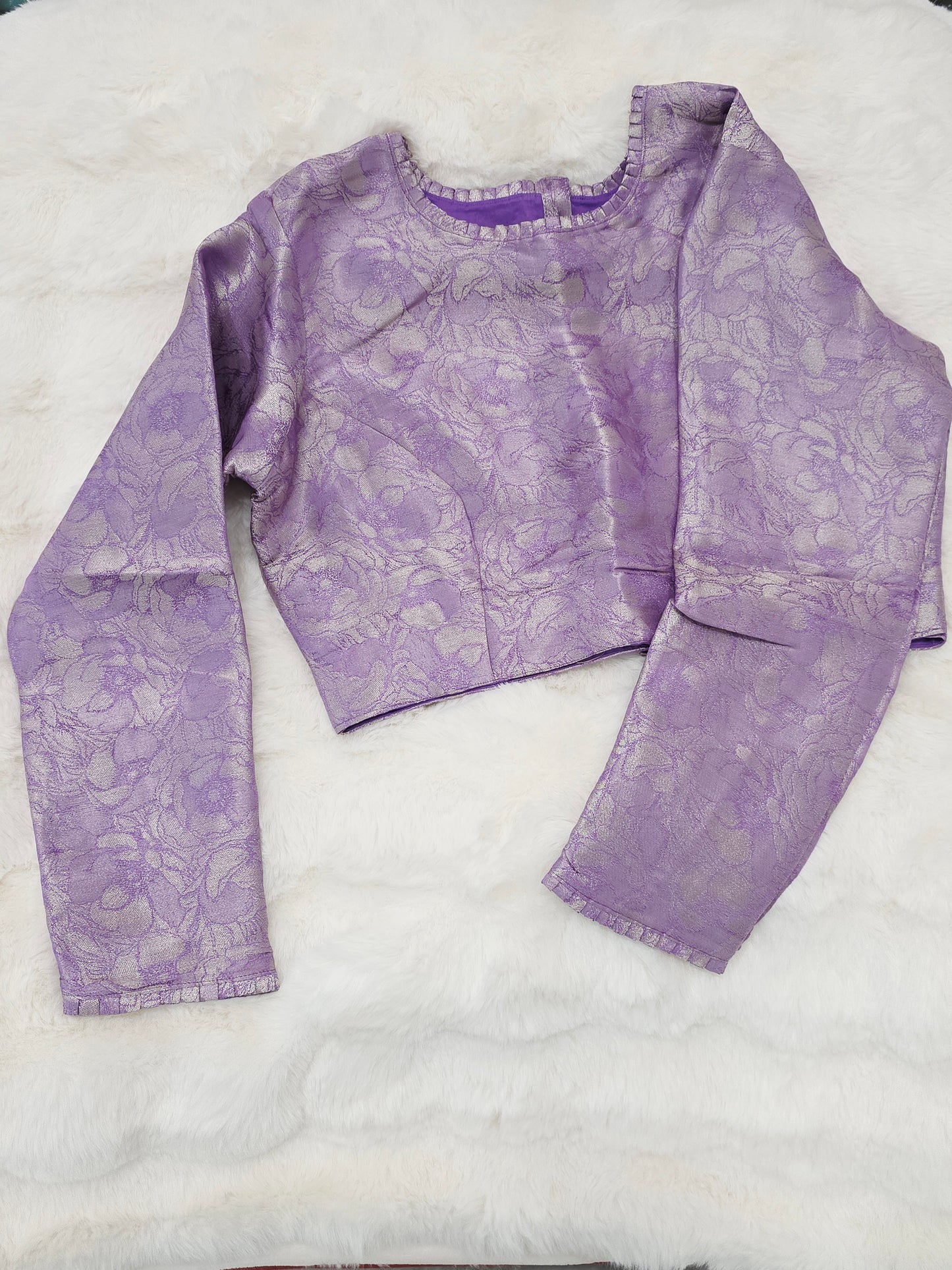 Royal Lavender Benarasi Brocade Full Sleeves Designer Stitched Blouse