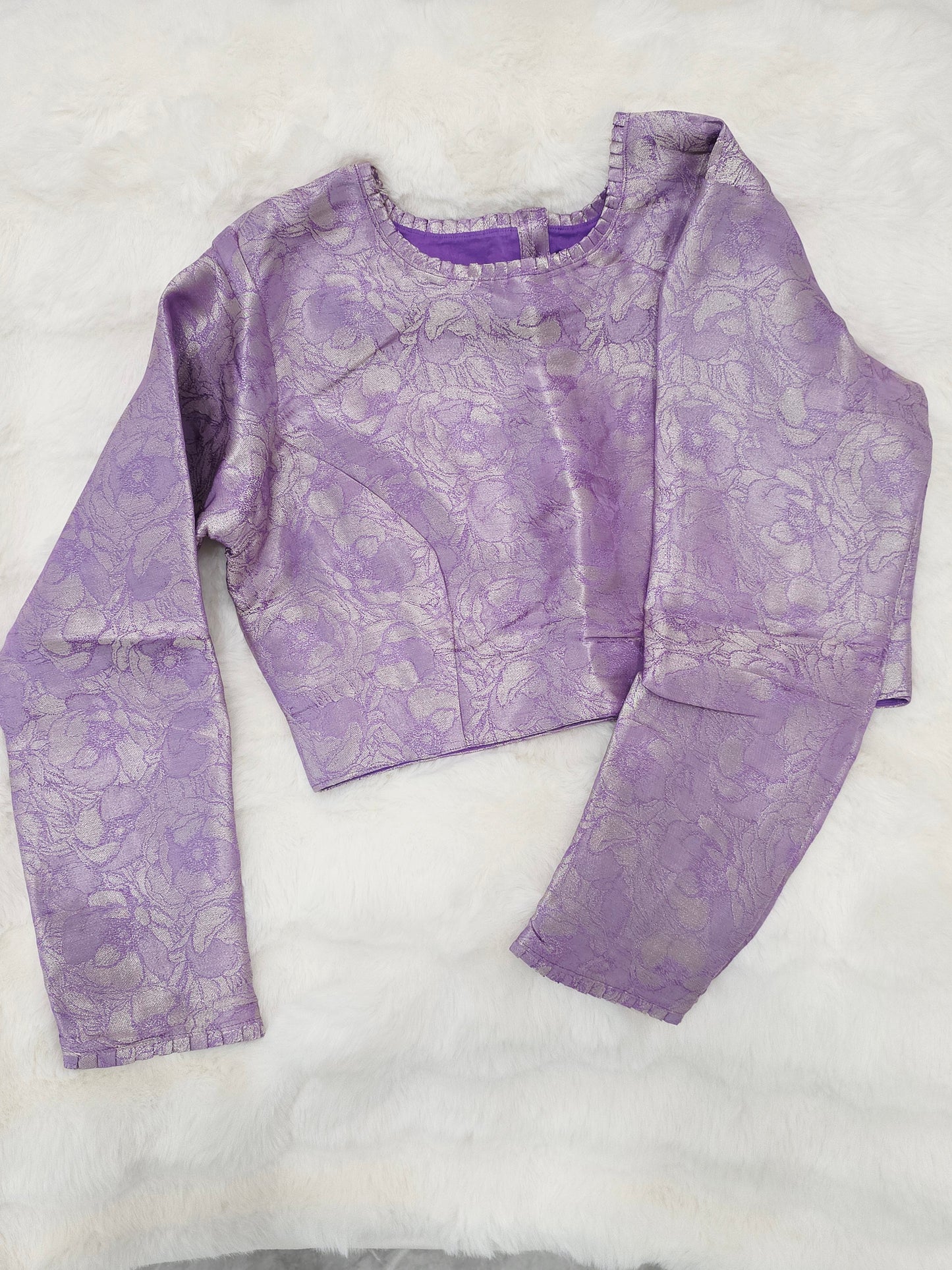 Royal Lavender Benarasi Brocade Full Sleeves Designer Stitched Blouse