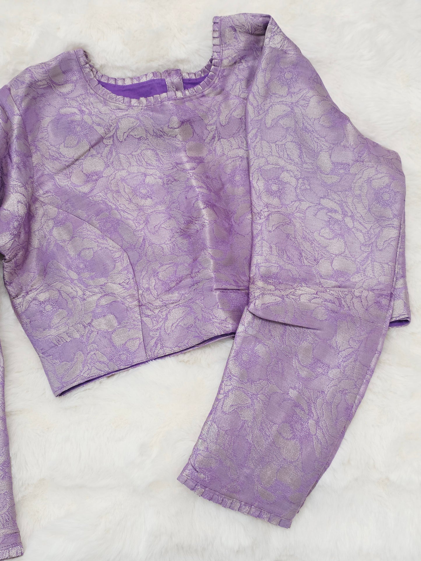 Royal Lavender Benarasi Brocade Full Sleeves Designer Stitched Blouse