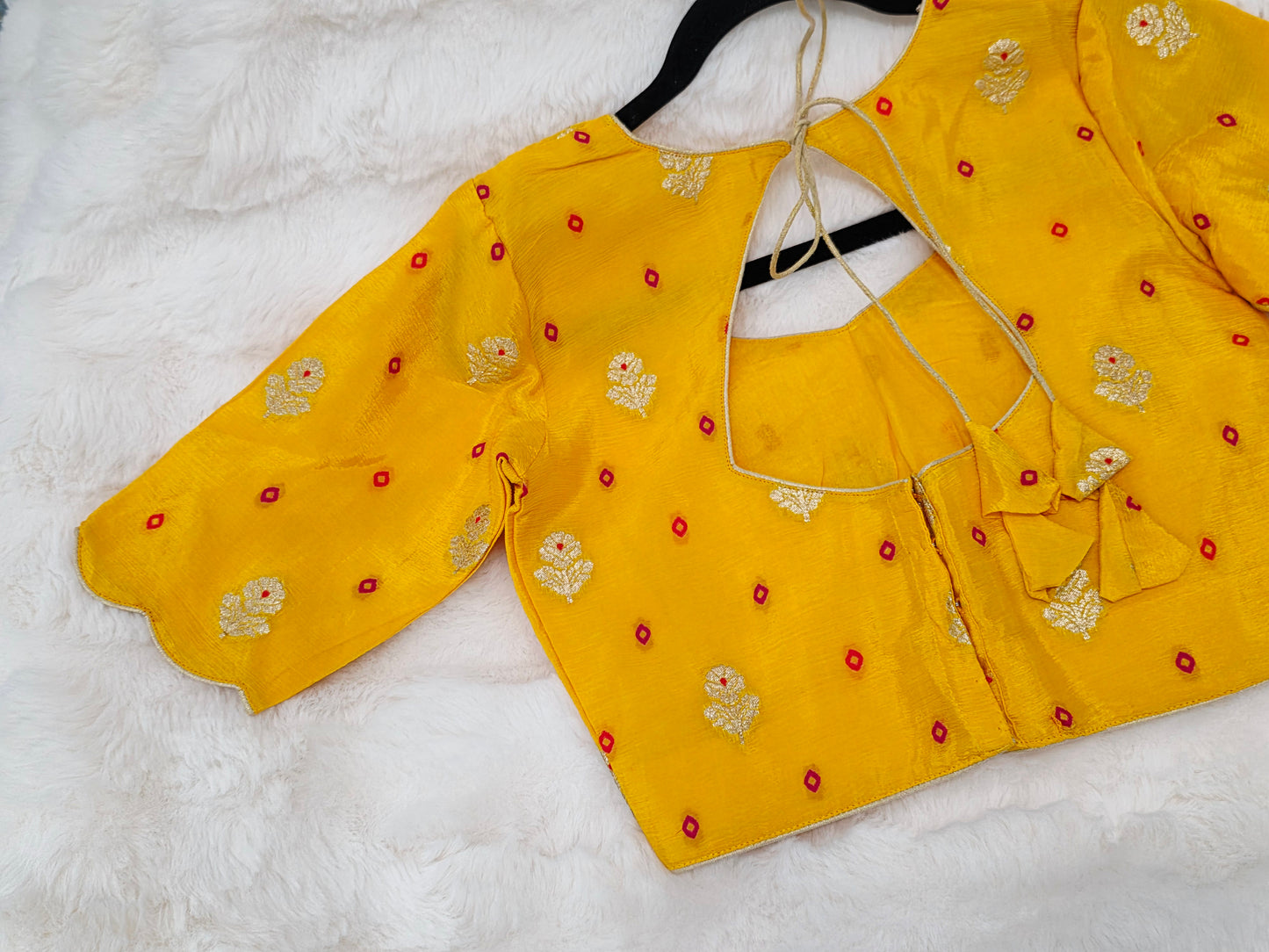 Yellow Munga Crepe Silk Stitched Blouse