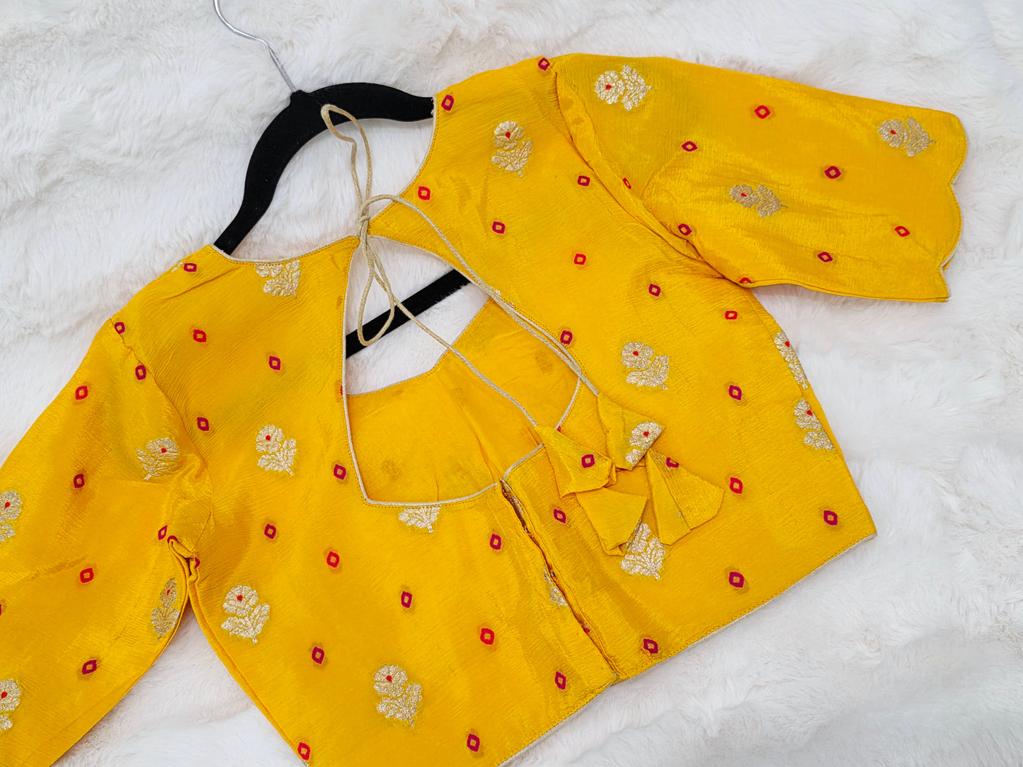 Yellow Munga Crepe Silk Stitched Blouse