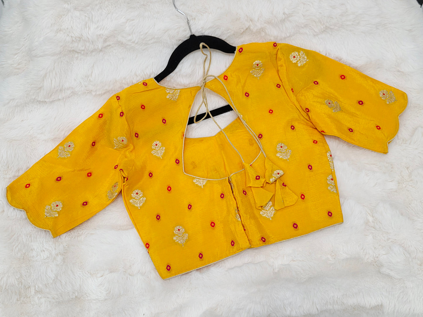 Yellow Munga Crepe Silk Stitched Blouse