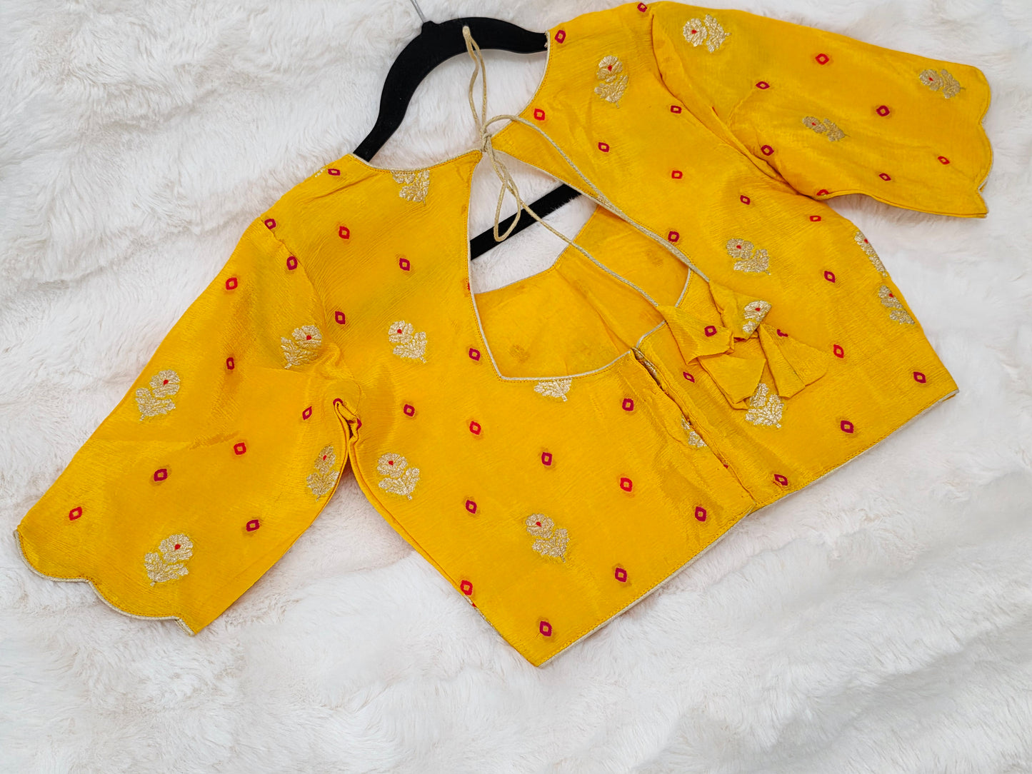 Yellow Munga Crepe Silk Stitched Blouse