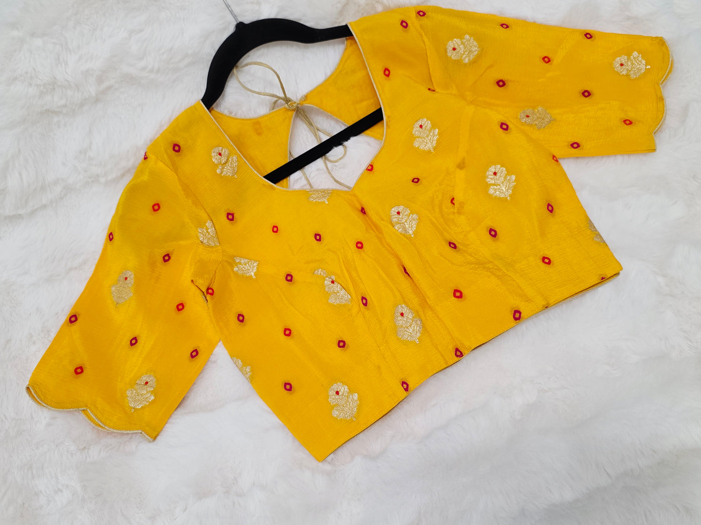 Yellow Munga Crepe Silk Stitched Blouse