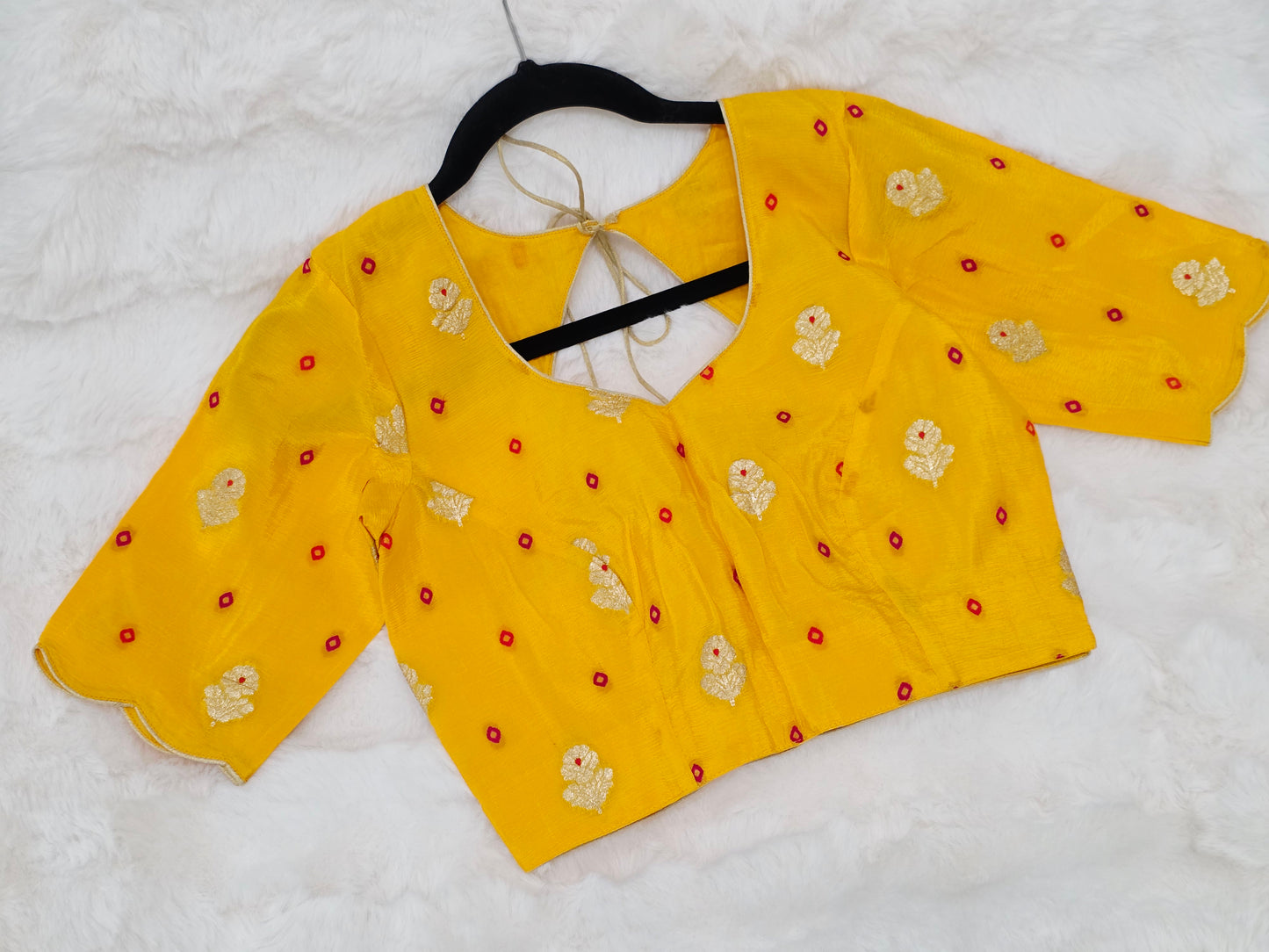 Yellow Munga Crepe Silk Stitched Blouse