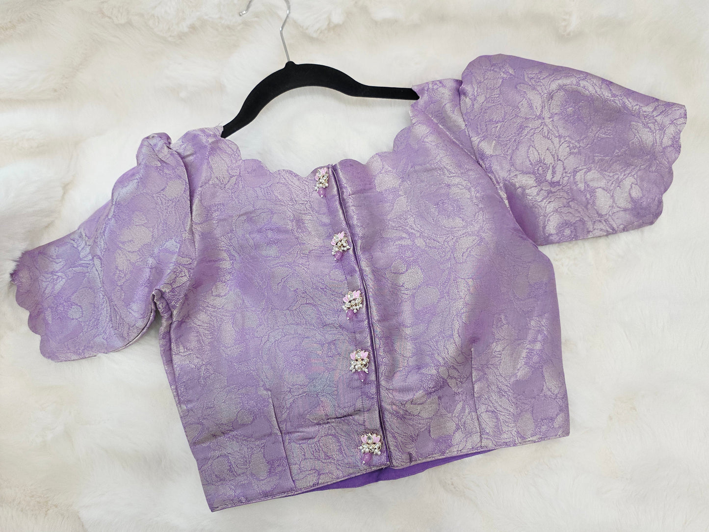 Royal Lavender Benarasi Brocade Designer Stitched Blouse