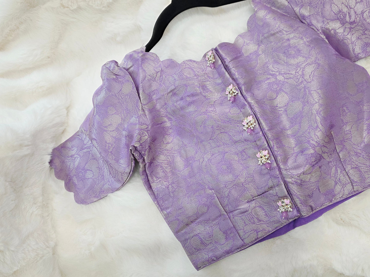 Royal Lavender Benarasi Brocade Designer Stitched Blouse
