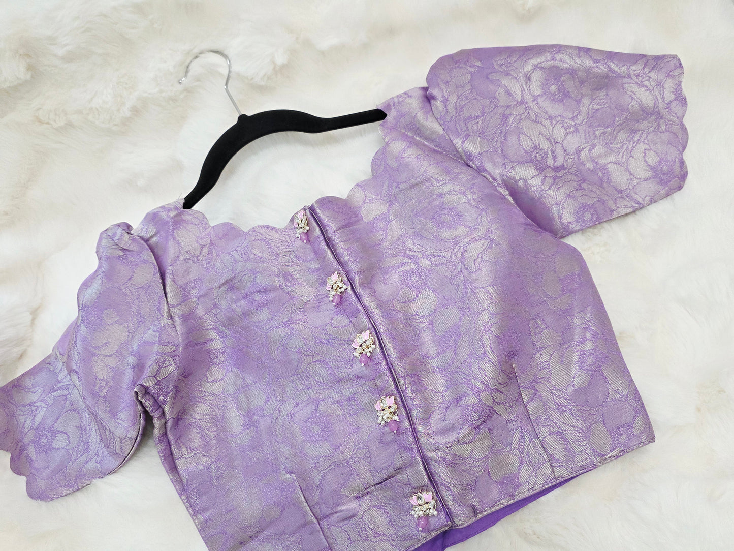 Royal Lavender Benarasi Brocade Designer Stitched Blouse