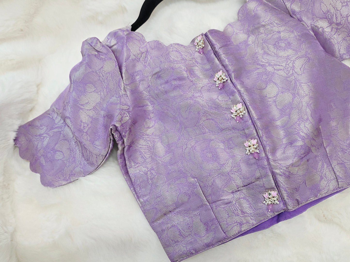 Royal Lavender Benarasi Brocade Designer Stitched Blouse