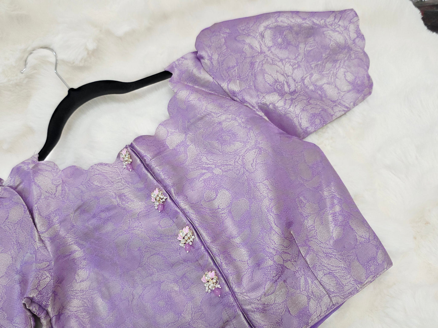 Royal Lavender Benarasi Brocade Designer Stitched Blouse