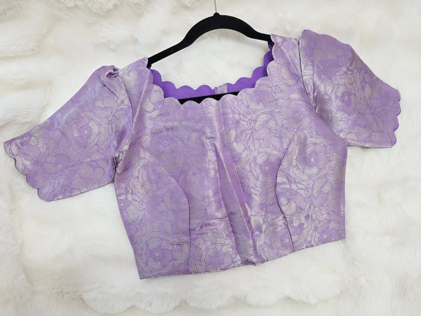 Royal Lavender Benarasi Brocade Designer Stitched Blouse