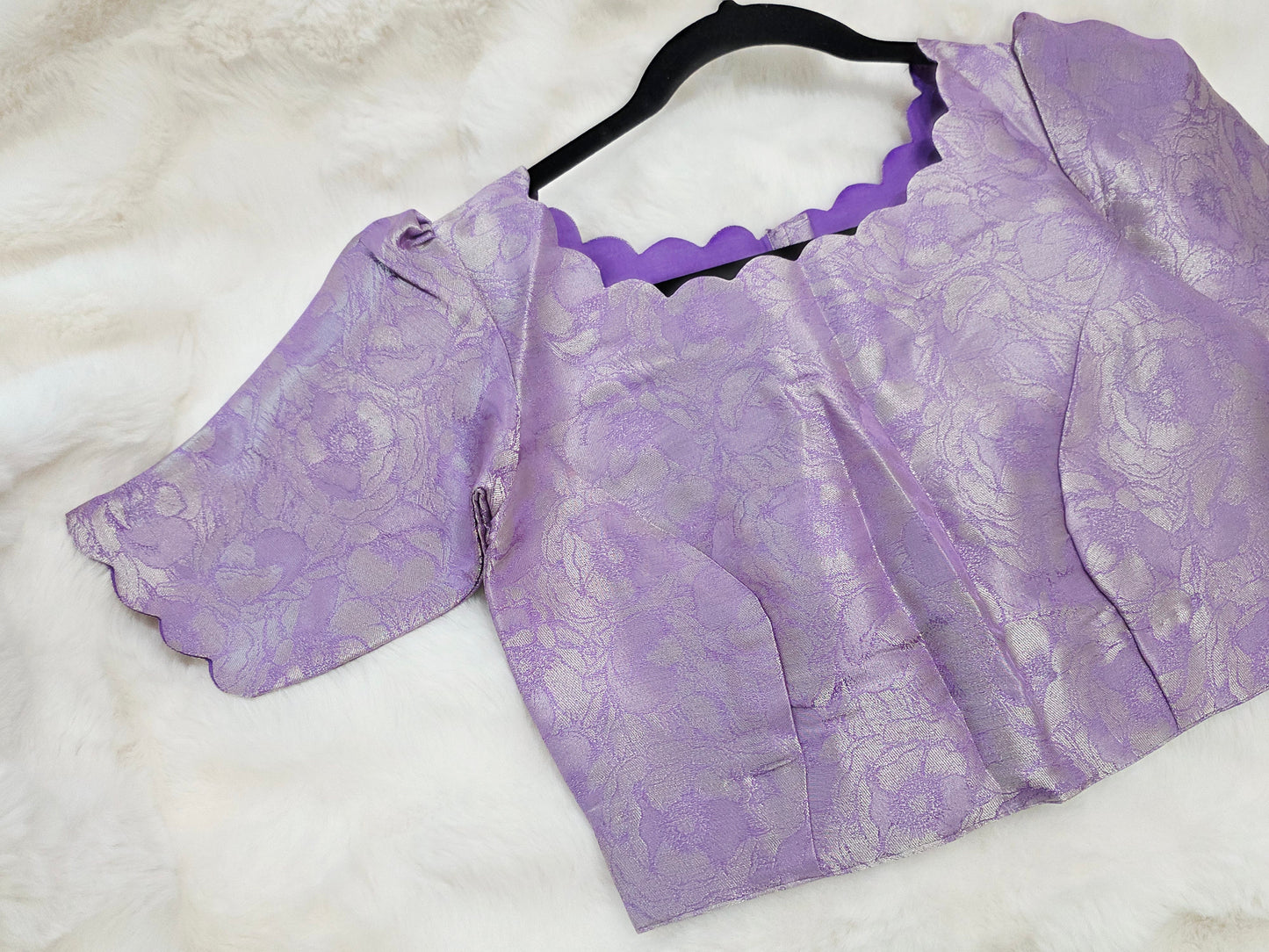 Royal Lavender Benarasi Brocade Designer Stitched Blouse