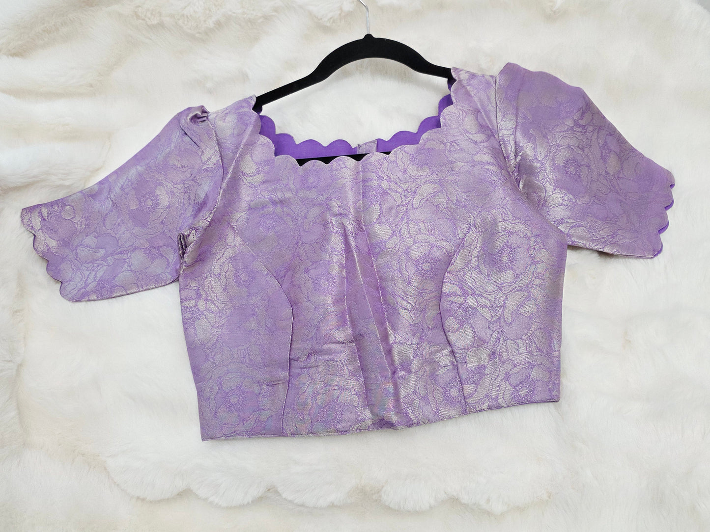 Royal Lavender Benarasi Brocade Designer Stitched Blouse