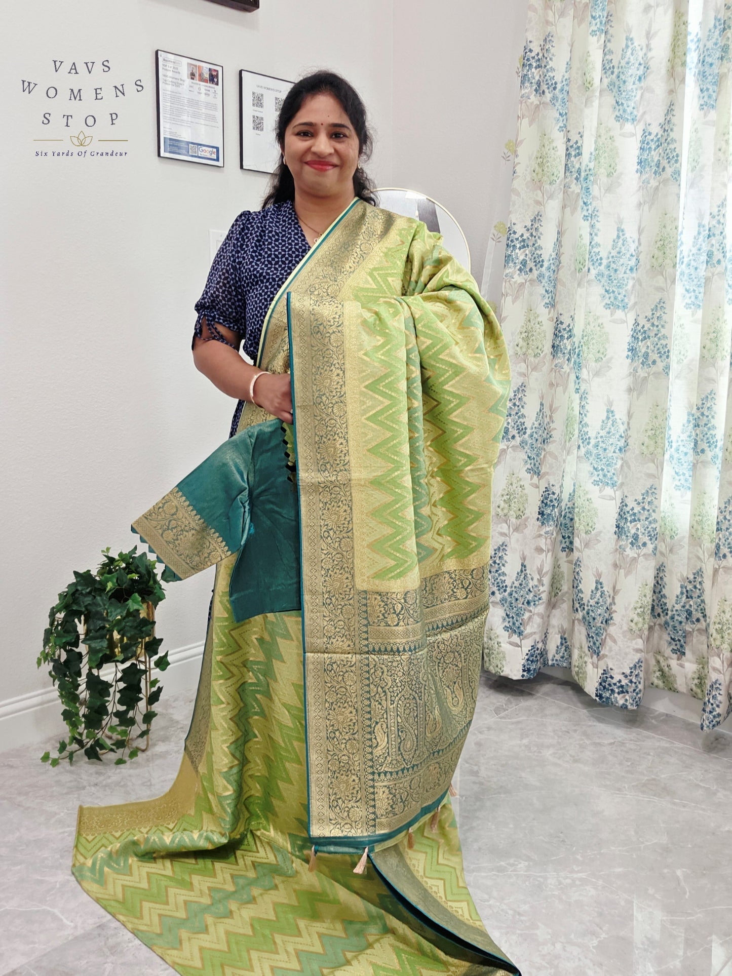 Katan Dupion Tissue Benarasi Silk Saree - Blouse