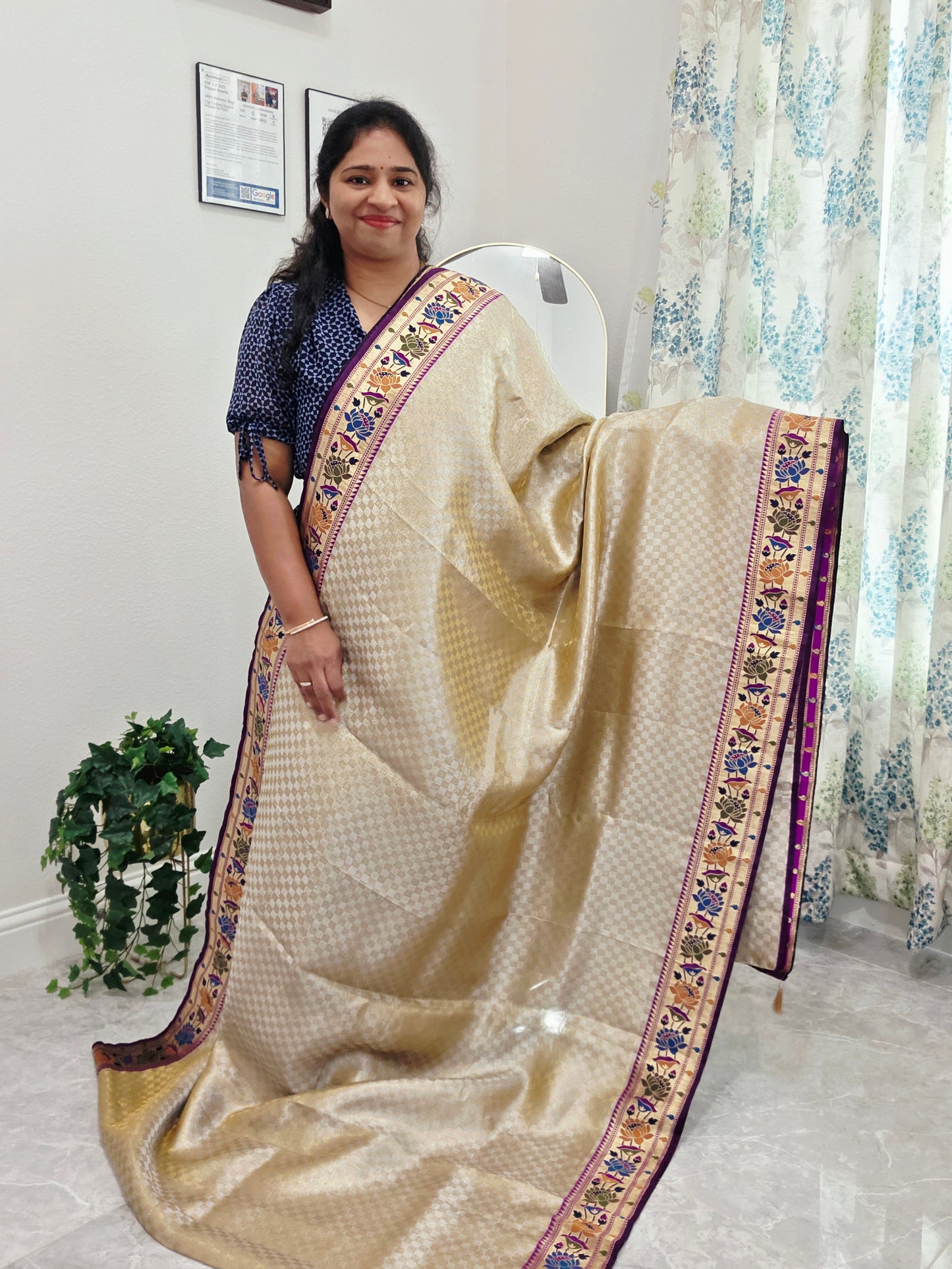Benarasi Kanji Varam Tissue Paithani Saree - Blouse