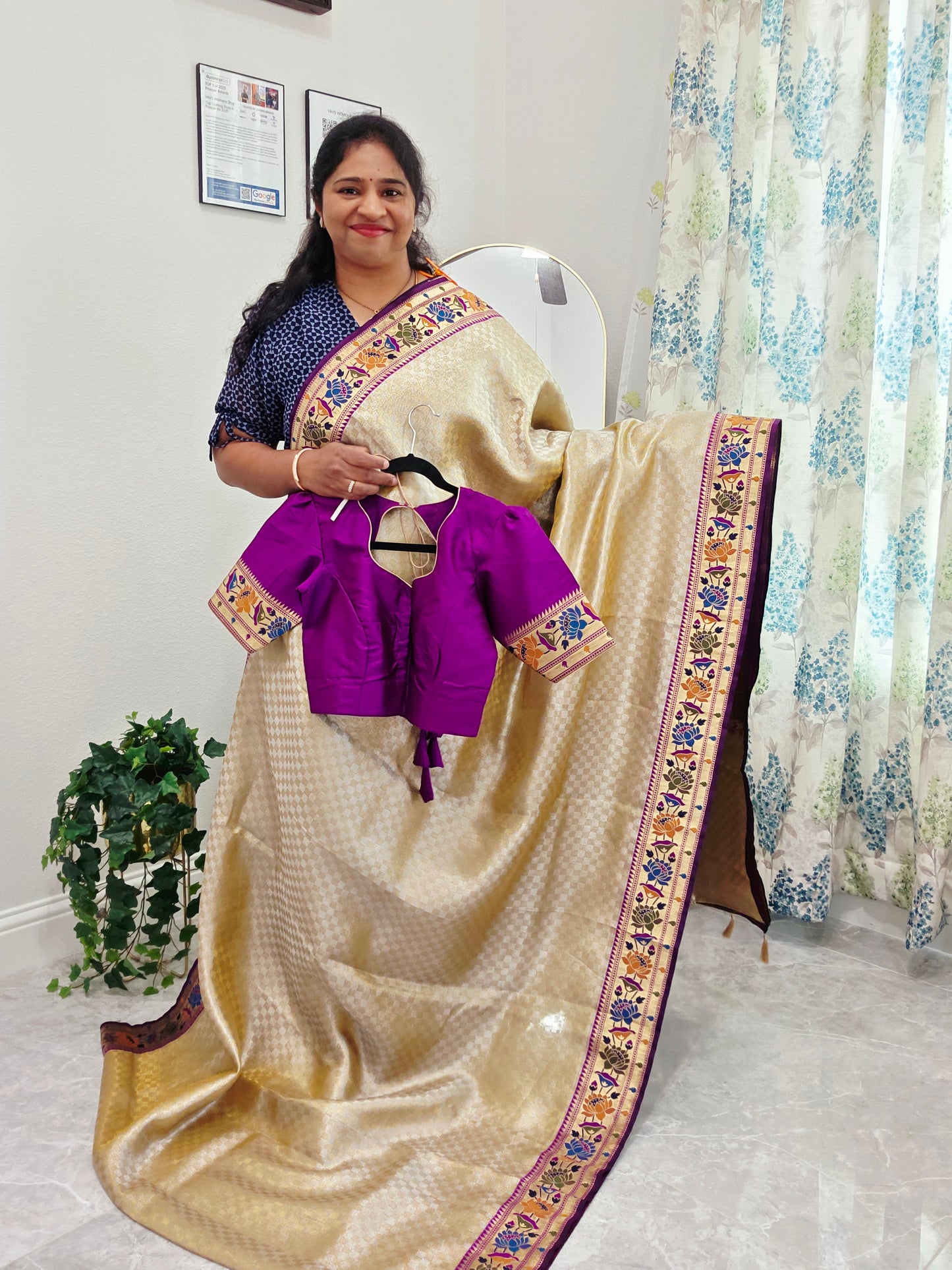 Benarasi Kanji Varam Tissue Paithani Saree - Blouse