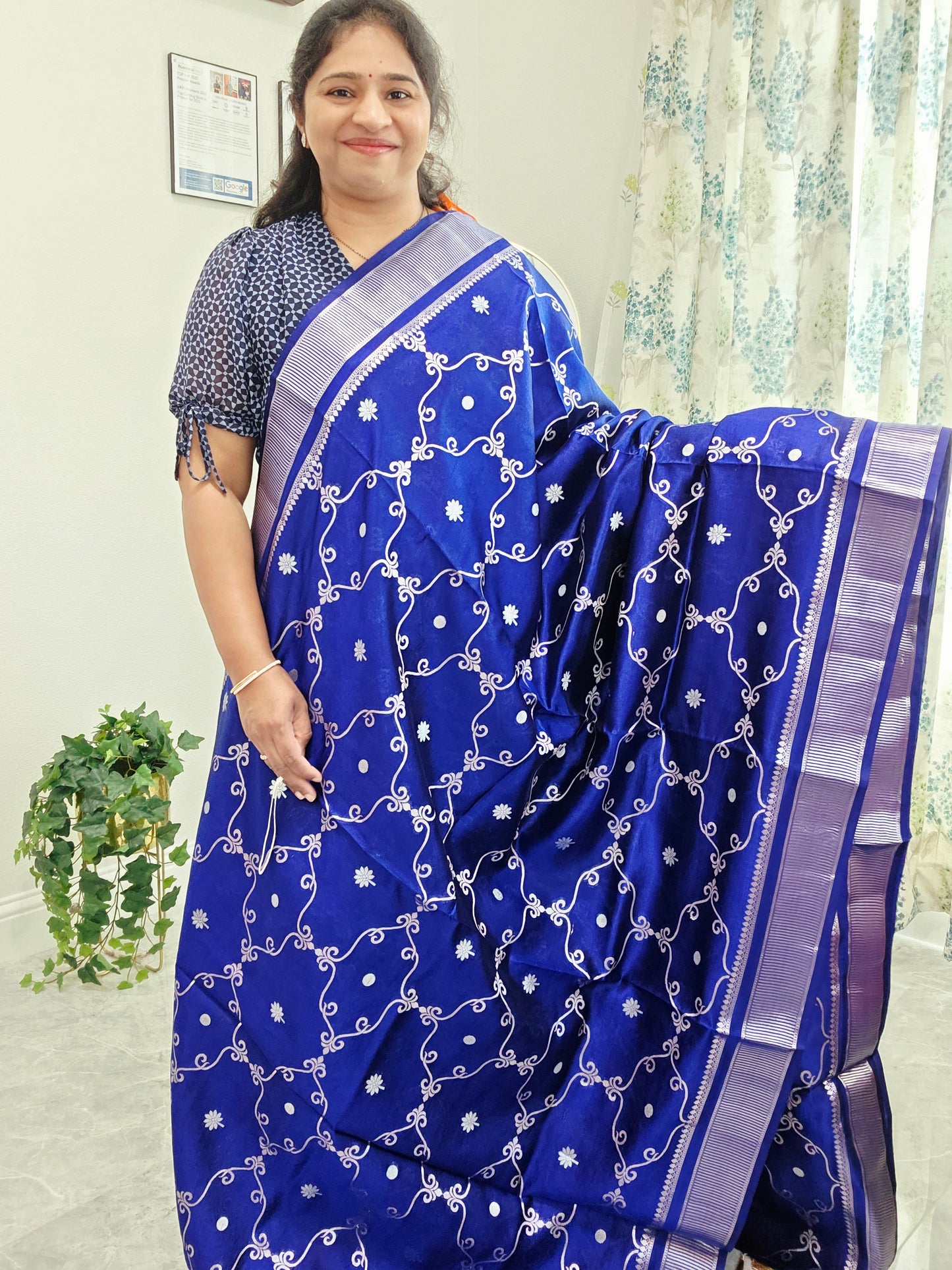Trendy Designer Pure Puna Mango Silk Benarasi Saree with Matching Blouse