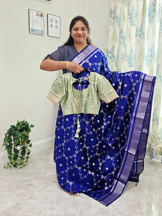 Trendy Designer Pure Puna Mango Silk Benarasi Saree with Matching Blouse