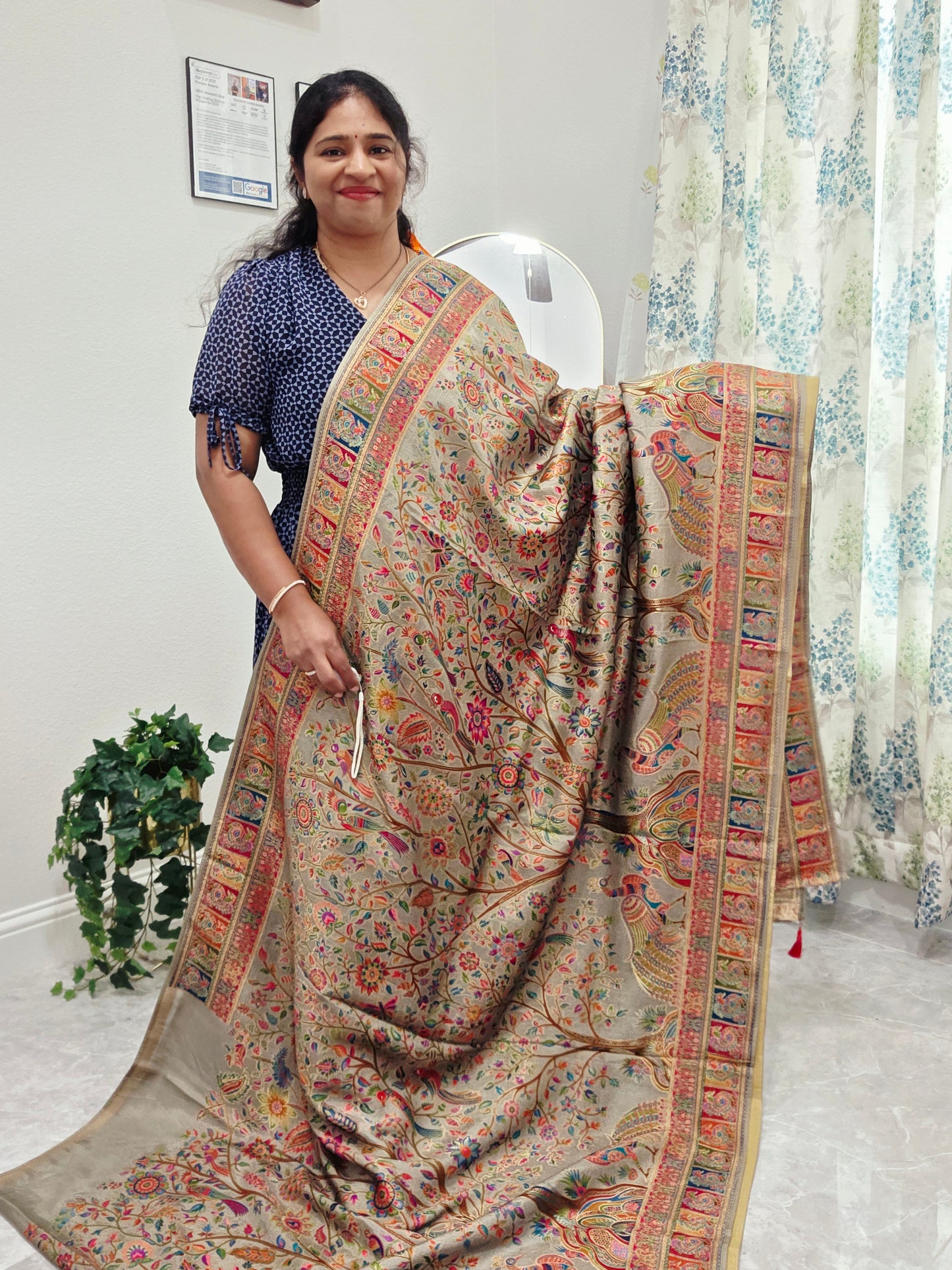 Kashmiri Emporium Design Soft Silk Banarasi Saree with Stitched Blouse