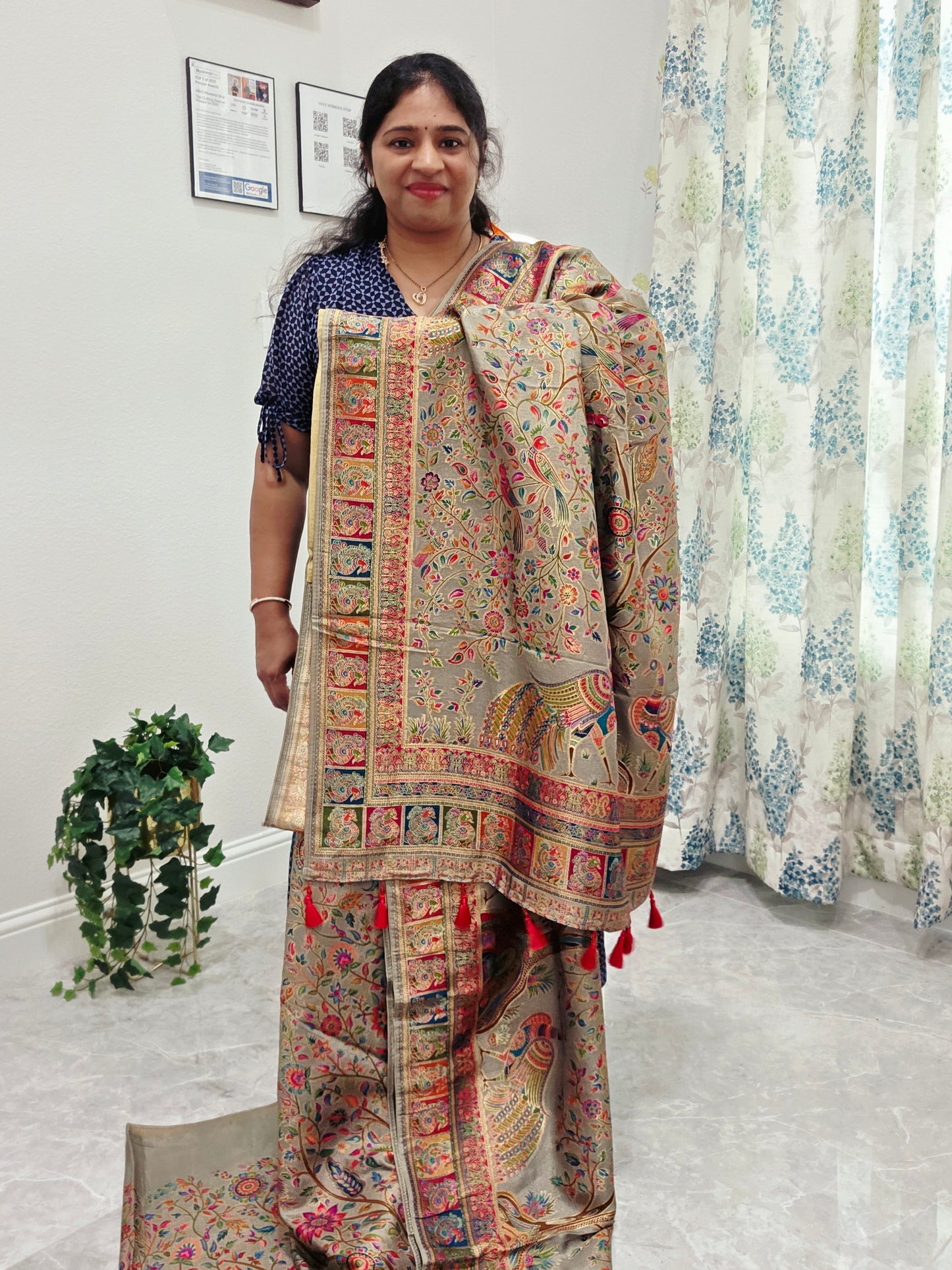 Kashmiri Emporium Design Soft Silk Banarasi Saree with Stitched Blouse
