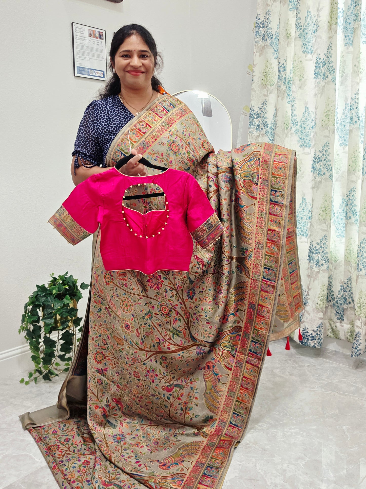 Kashmiri Emporium Design Soft Silk Banarasi Saree with Stitched Blouse