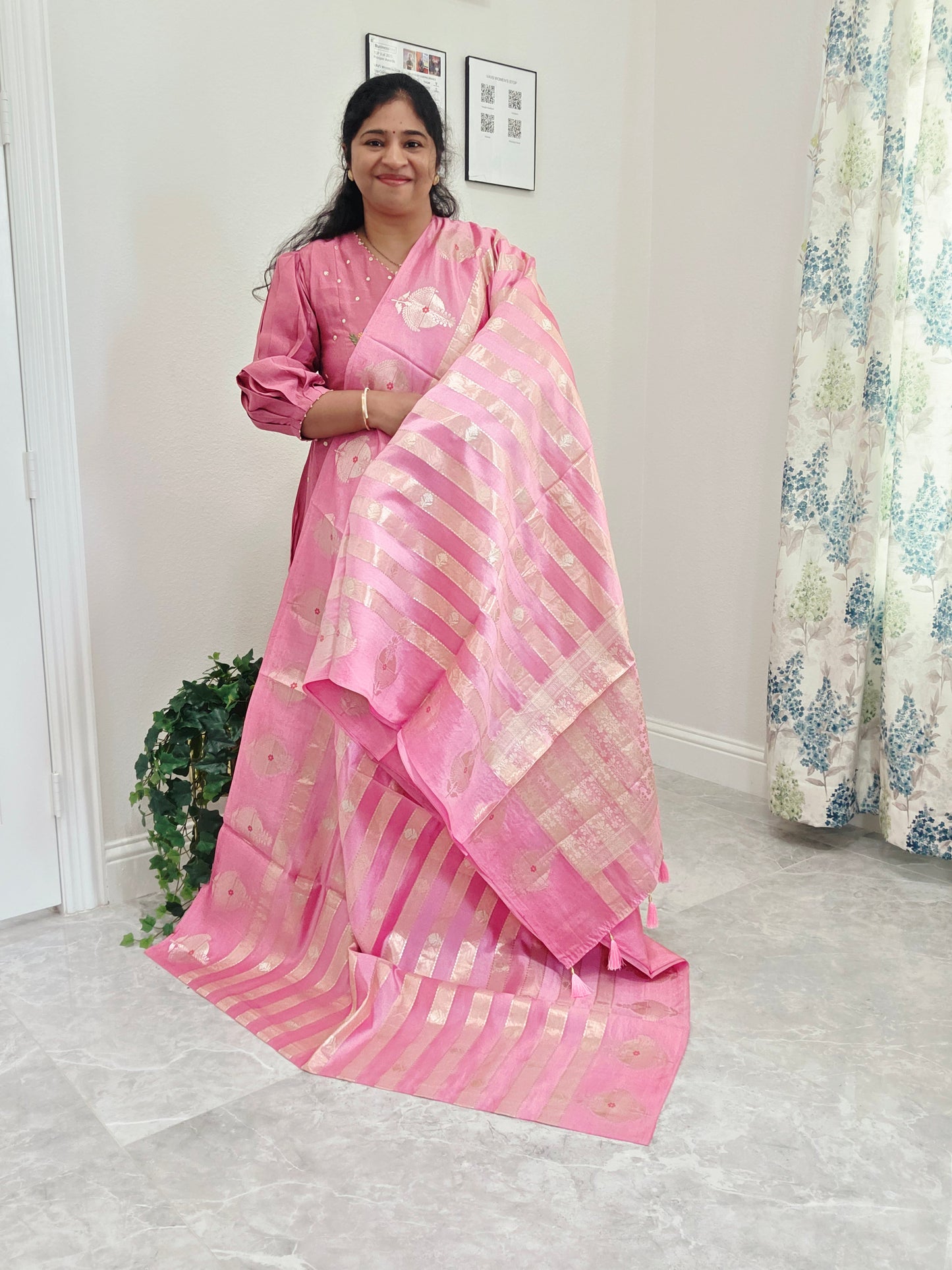 Pink Shade Pure Mango Benarasi Silk Saree with Blouse – Elegant Wedding & Festive Wear – Ready to Ship