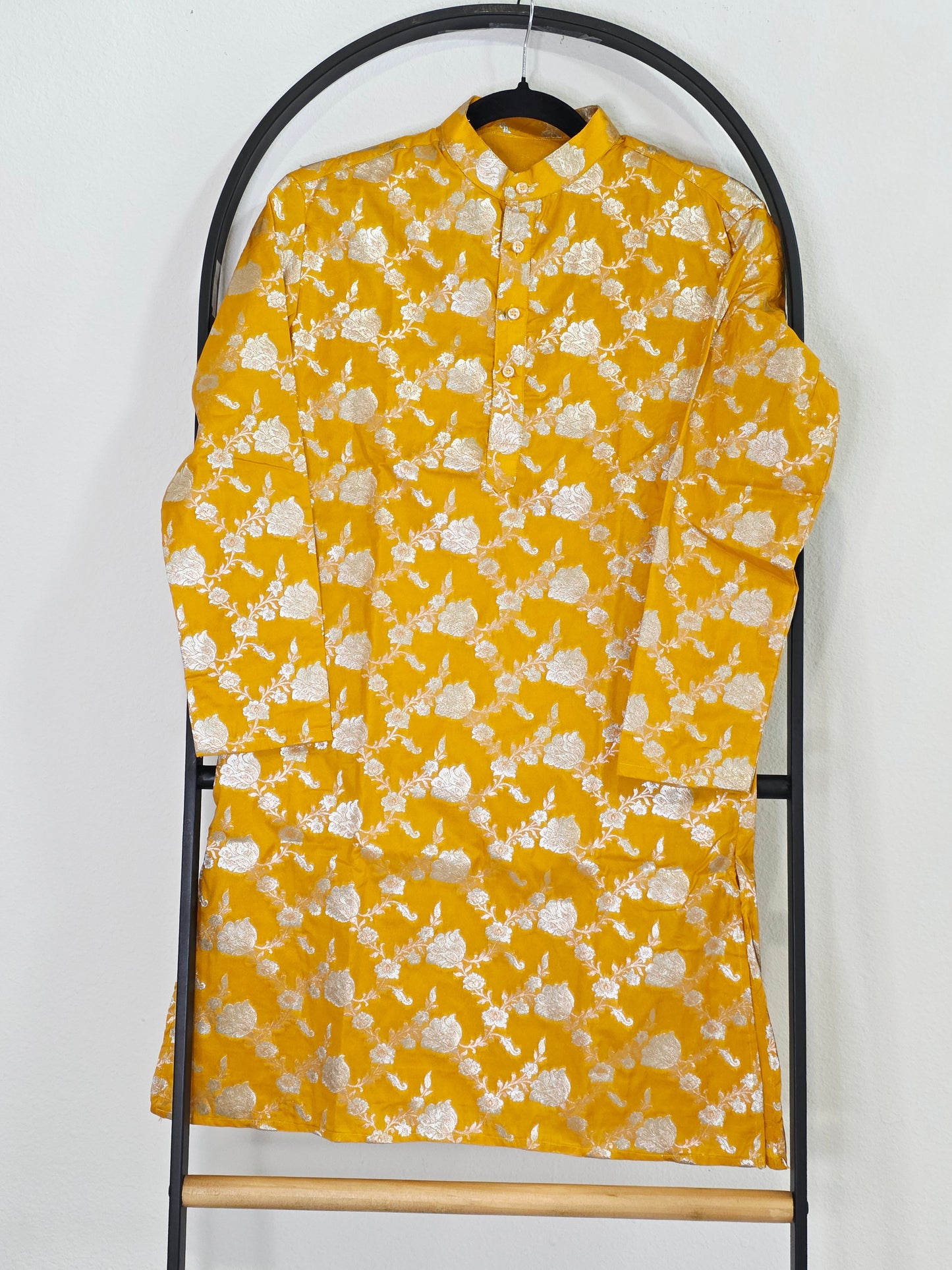 Royal Sunburst Yellow Banarasi Kurta for Boys | Luxury Floral Ethnic Wear | Festive Wedding Kurta for 10 Year Old