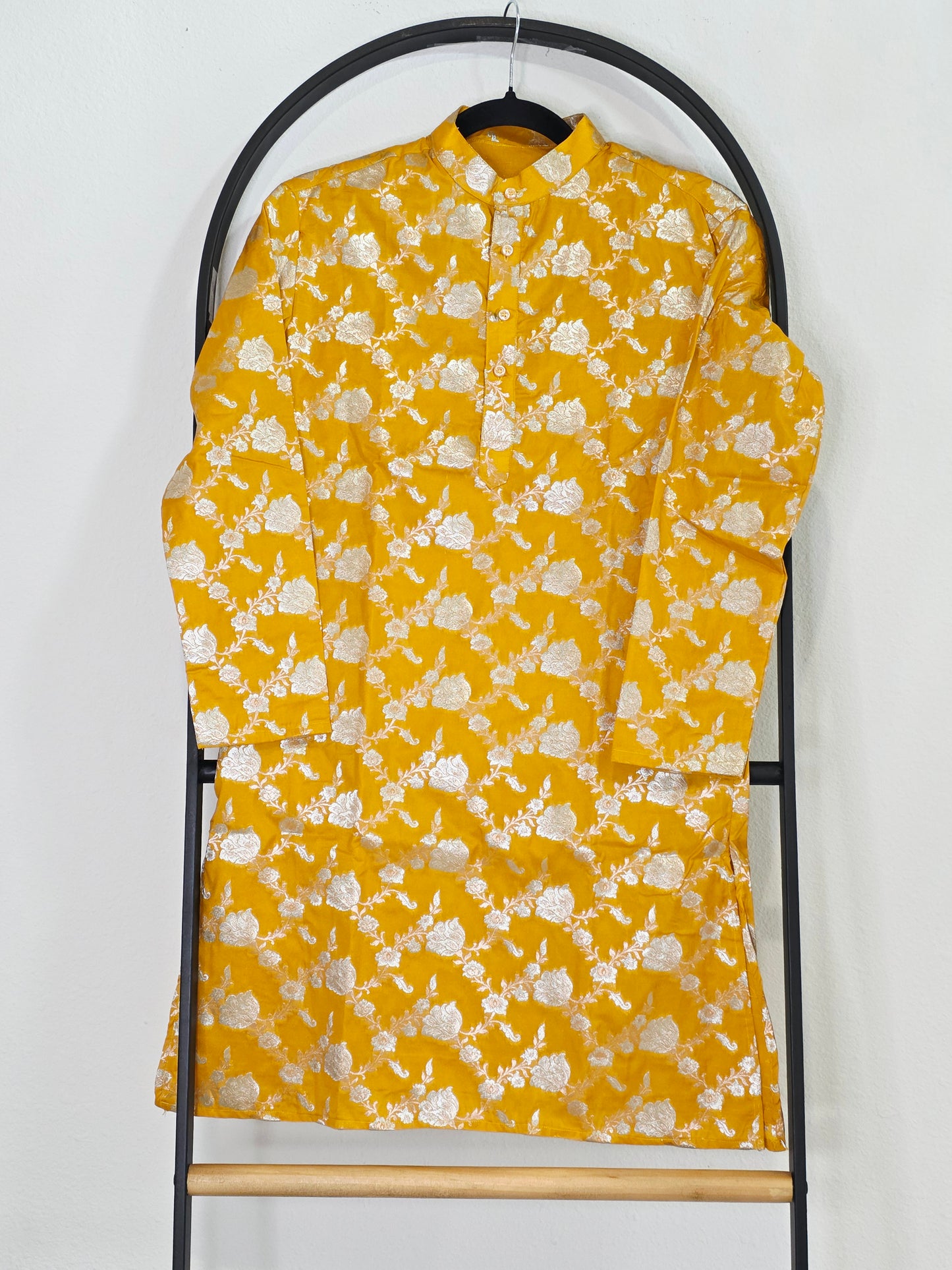 Royal Sunburst Yellow Banarasi Kurta for Boys | Luxury Floral Ethnic Wear | Festive Wedding Kurta for 10 Year Old