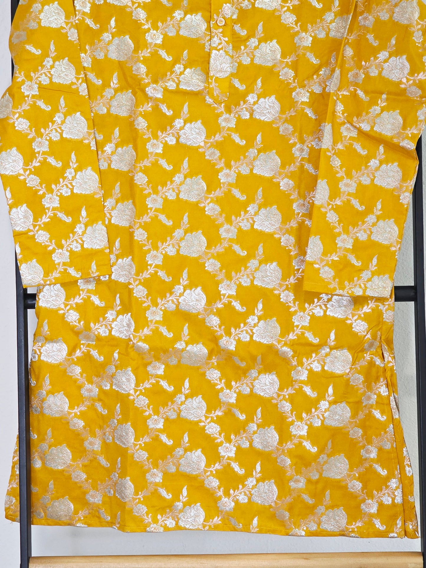 Royal Sunburst Yellow Banarasi Kurta for Boys | Luxury Floral Ethnic Wear | Festive Wedding Kurta for 10 Year Old
