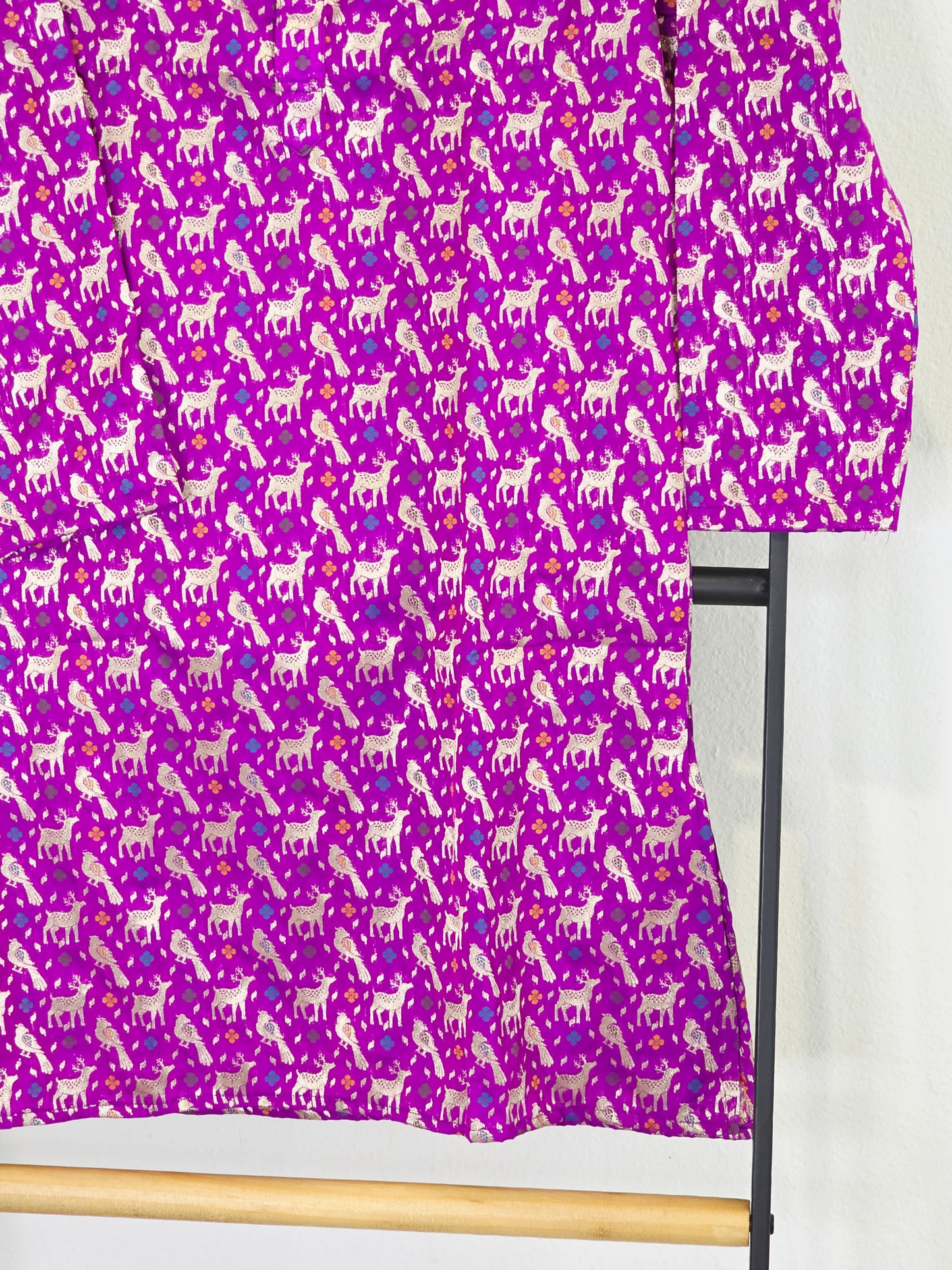 Royal Fuchsia Violet Banarasi Kurta for Boys | Luxury Deer Motif Ethnic Wear | Festive Wedding Kurta for 10 Year Old