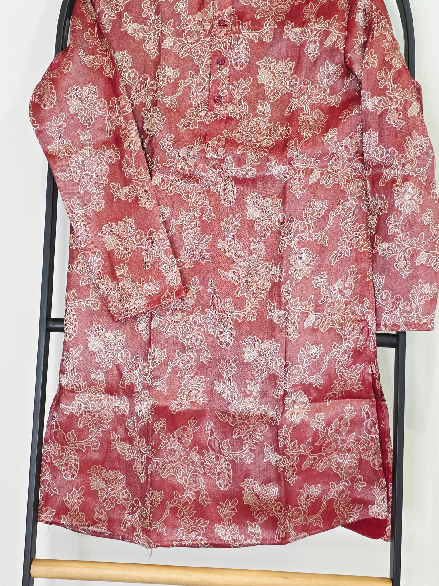 Royal Crimson Rose Banarasi Kurta for Boys | Luxury Floral Ethnic Wear | Festive Wedding Kurta for 10 Year Old