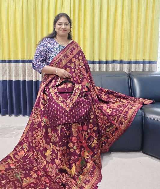 Kani Silk Kashmiri Weaving Saree - Blouse