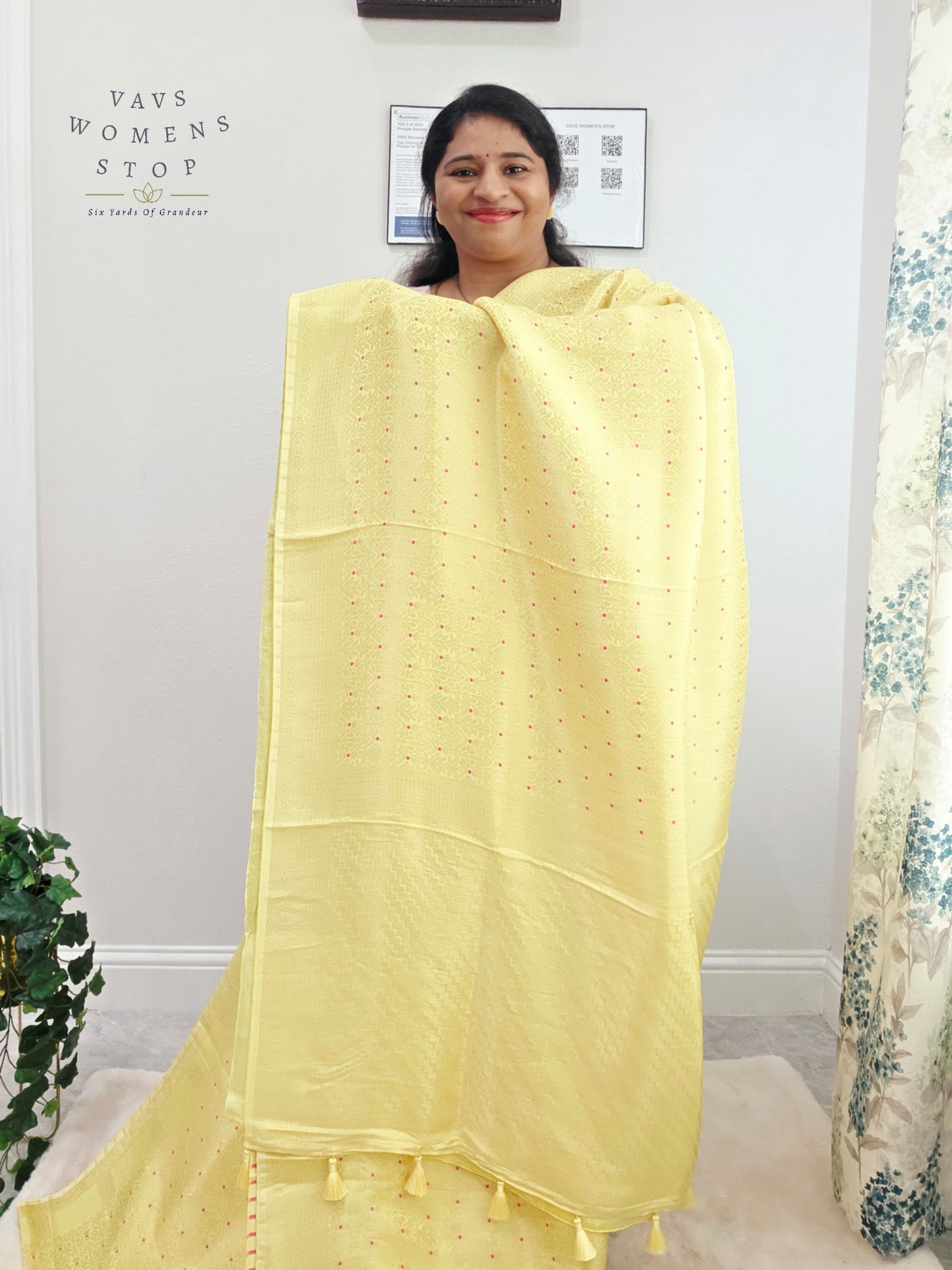 Buttercream Yellow H.O Crepe Silk Saree with Designer Stitched Blouse