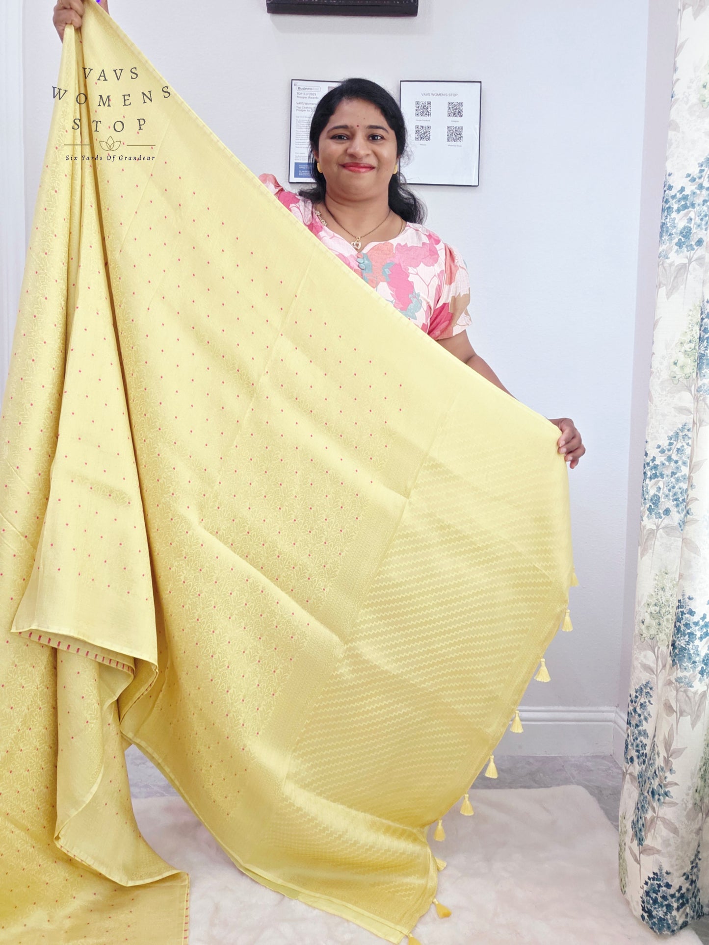 Buttercream Yellow H.O Crepe Silk Saree with Designer Stitched Blouse