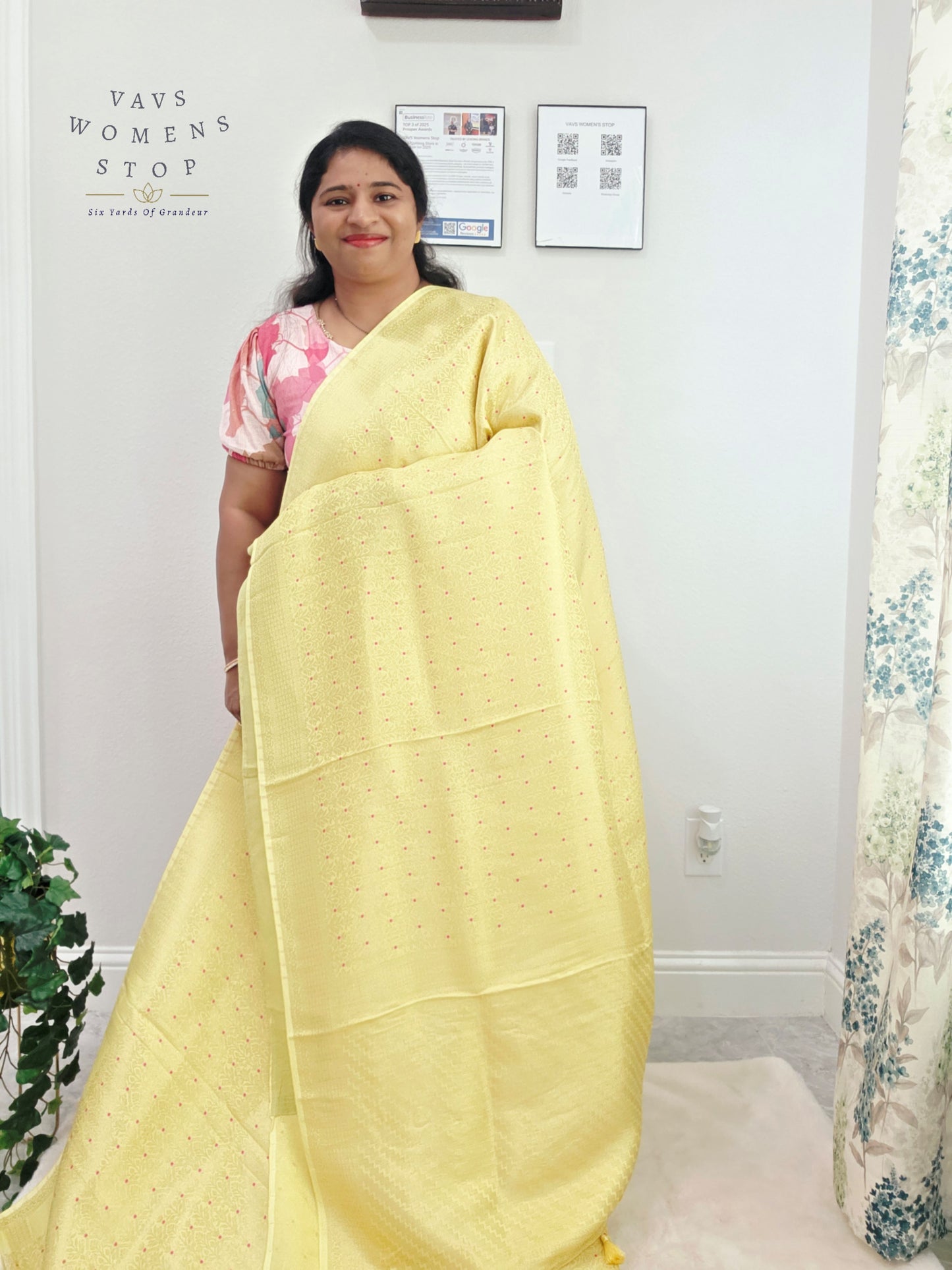 Buttercream Yellow H.O Crepe Silk Saree with Designer Stitched Blouse
