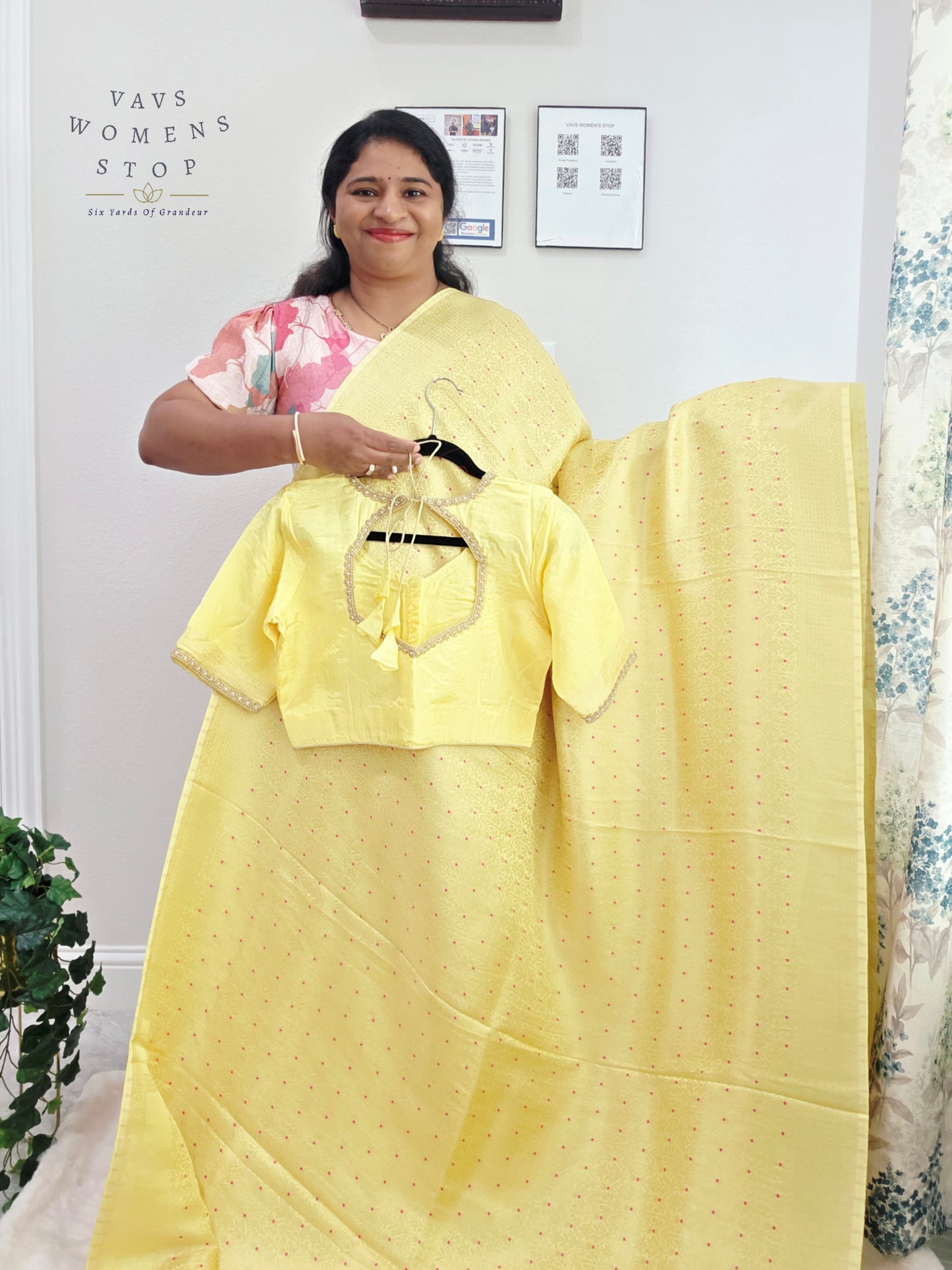 Buttercream Yellow H.O Crepe Silk Saree with Designer Stitched Blouse