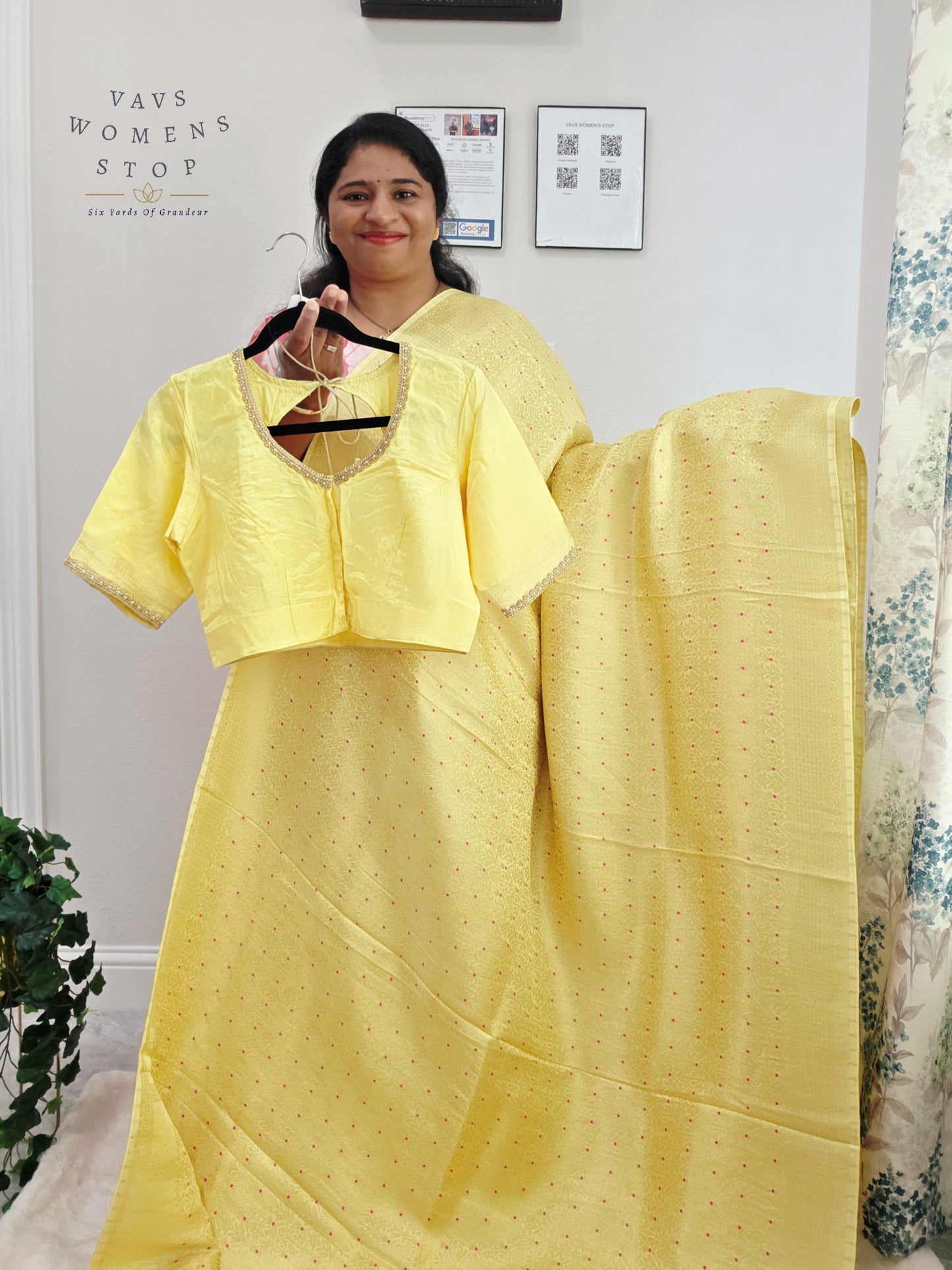 Buttercream Yellow H.O Crepe Silk Saree with Designer Stitched Blouse