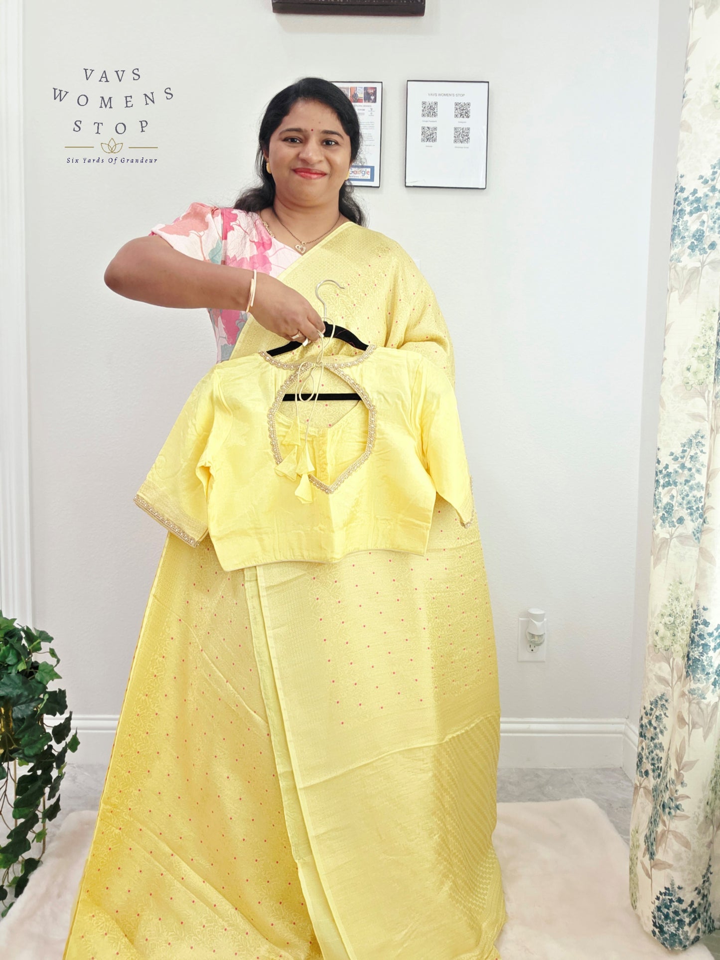 Buttercream Yellow H.O Crepe Silk Saree with Designer Stitched Blouse
