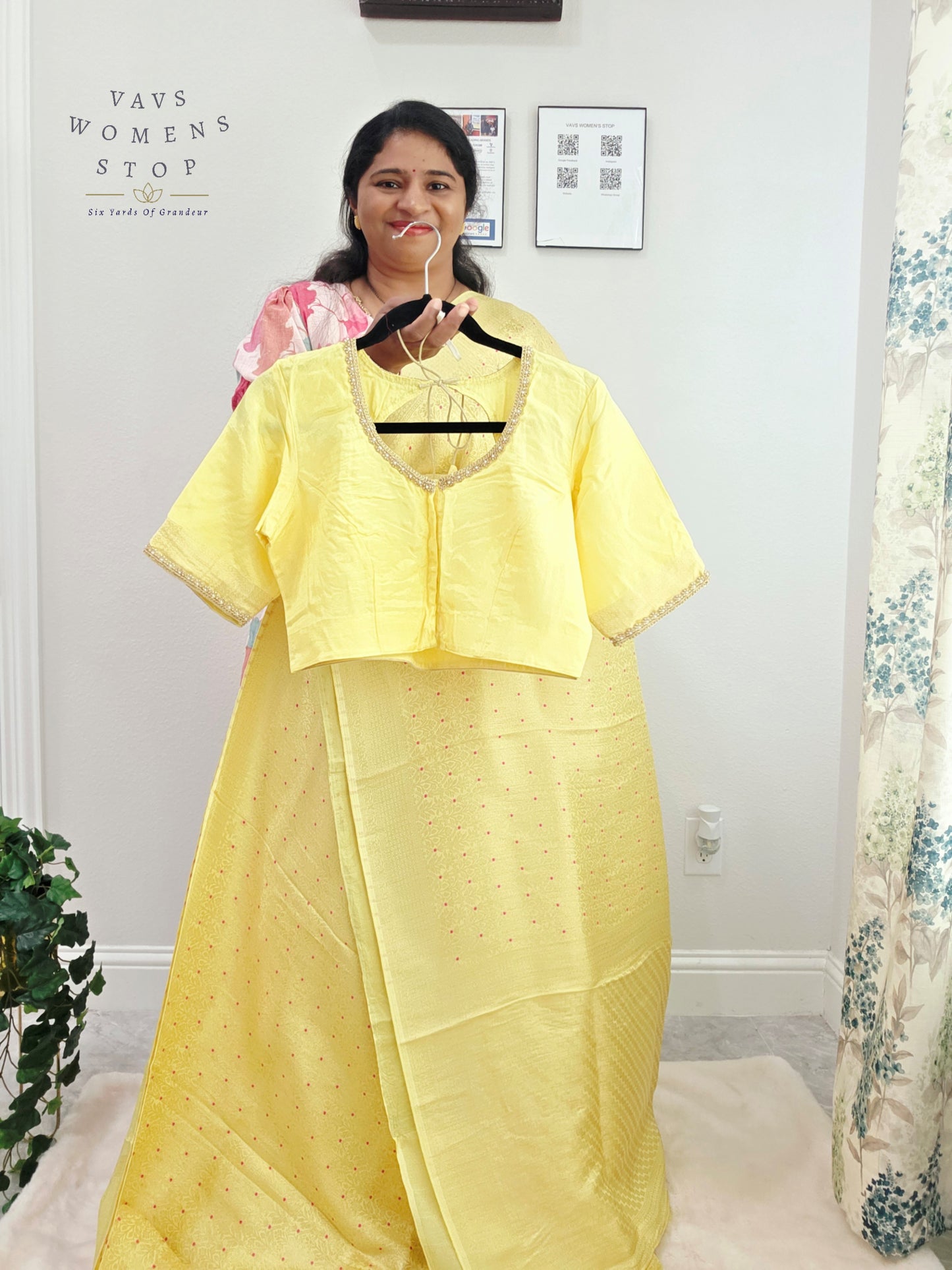 Buttercream Yellow H.O Crepe Silk Saree with Designer Stitched Blouse