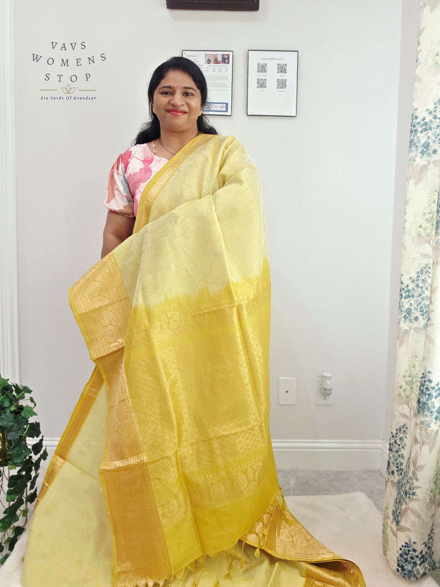 Pistachio Green Mangalagiri Pattu Silk Cotton Handloom Saree with Lime Gold Zari Border & Designer Stitched Blouse